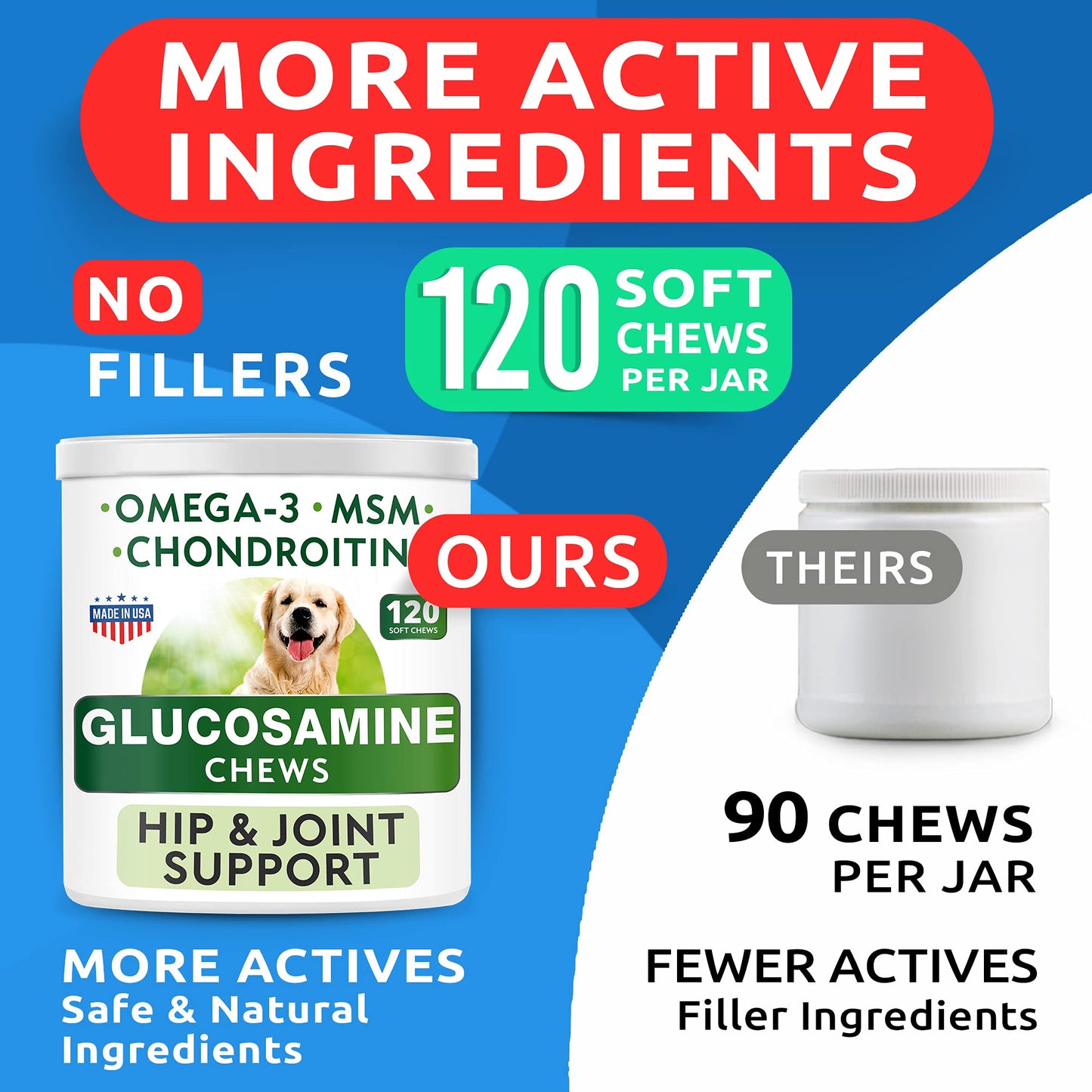 BARK&SPARK Glucosamine Dog Treats + Hemp Treats Bundle - Advanced Formula with Chondroitin, MSM, Omega-3 + Hemp Oil - Natural Joint Pain Relief Supplement - Made in USA - 2 x 120 Soft Chews