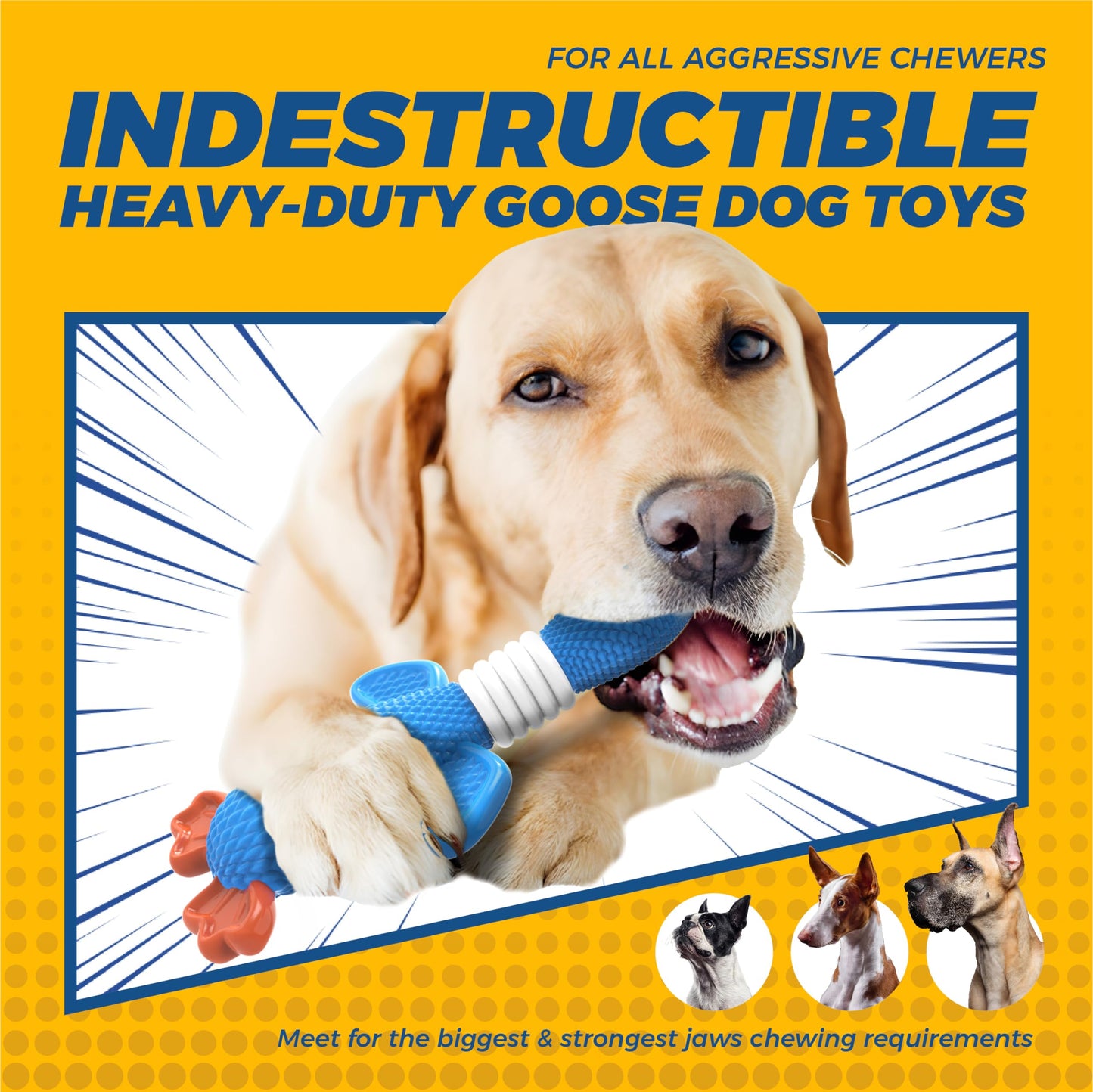 Vitscan Upgraded Nylon Goose Dog Toys for Aggressive Chewers,Tough Dog Toys for Large Dogs Medium Breed,Durable Dog Chew Toys for Teething,Heavy Duty Bone Indestructible Dog Toy