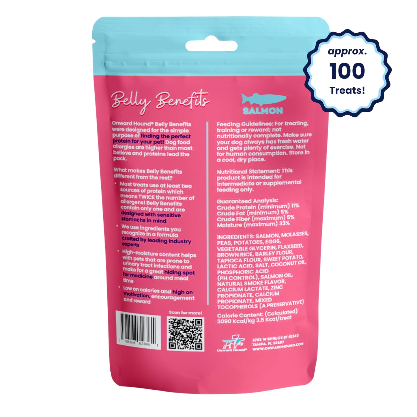 Onward Hound Training Treats for Dogs - Soft Salmon - Low Calorie Dog Training Treats for Sensitive Stomachs with Single Source Premium Protein, Corn Free, & Soy Free Formula - 4 oz