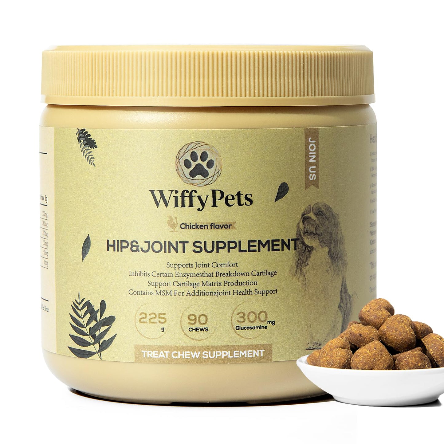 Hip and Joint Supplement Dogs with Glucasamine for Dogs, Hip Pain Relief for Small, Medium and Large Breed, Hip and Joint Chews for Dog MSM, Chondroitin 90 Count, Chicken Flavor