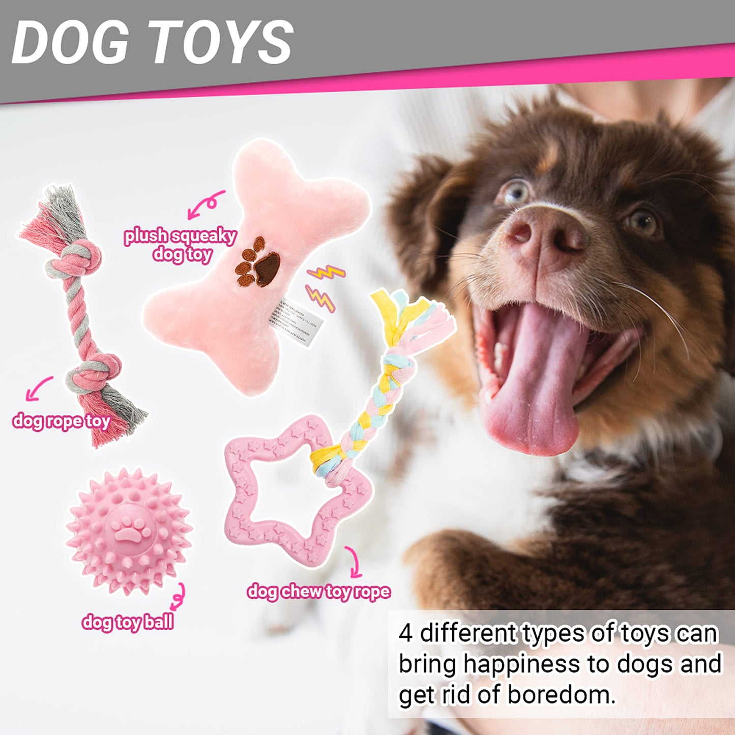 FLYSTAR Puppy Starter Kit for Small Dogs, 26 pcs Dog Supplies, Dog Toys, Collar & Leash, Training Clicker, Treat Bag, Poop Waste Bag with Dispenser, Blanket, Grooming Glove, Bowls, Toothbrush, etc