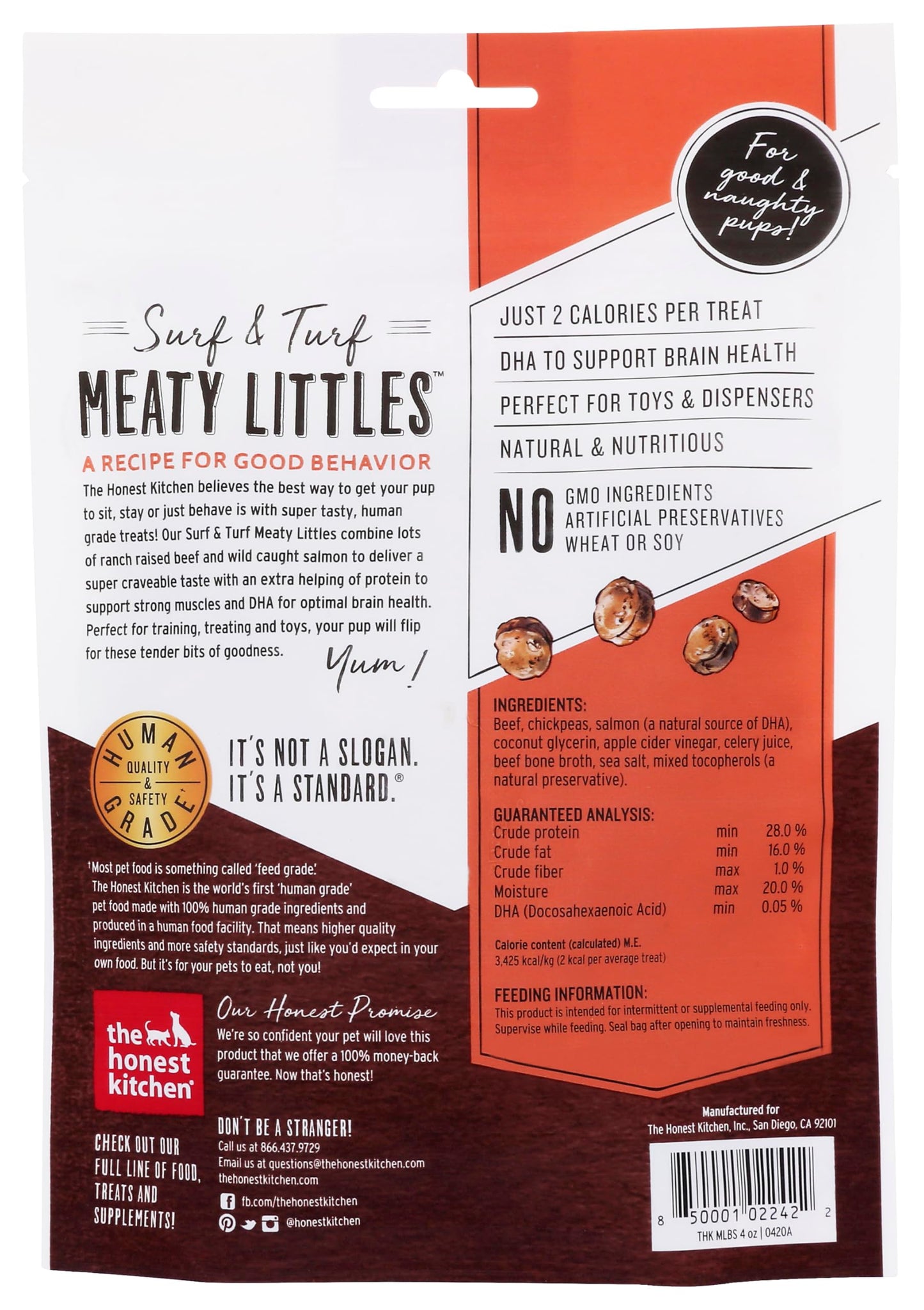 The Honest Kitchen Surf & Turf Meaty Littles: Beef & Salmon Recipe, 4 oz Bag
