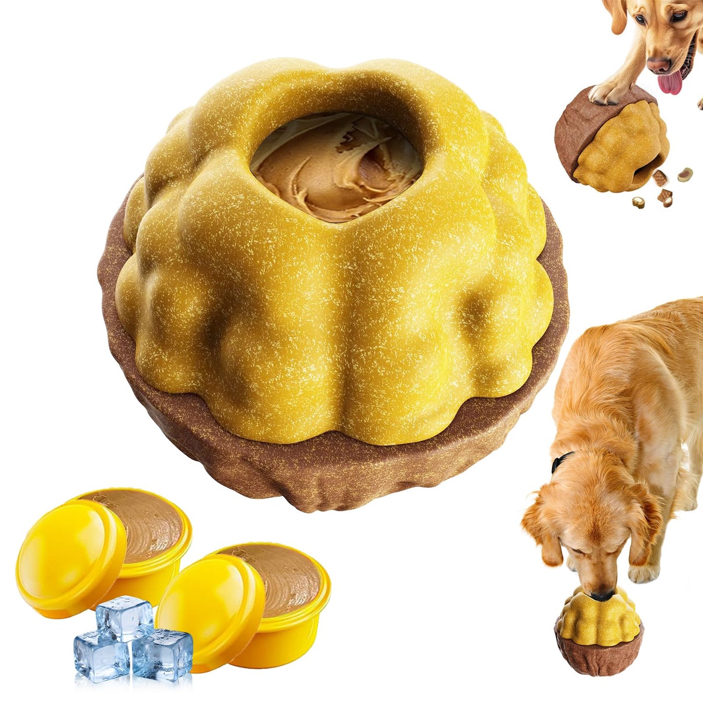 Cysfakun Freezable Dog Chew Toy, Long-Lasting Rubber Treat Dispenser for Aggressive Chewers, Interactive Dental Toy with Frozen Treat Holder, Easy to Clean,Anxiety Relief