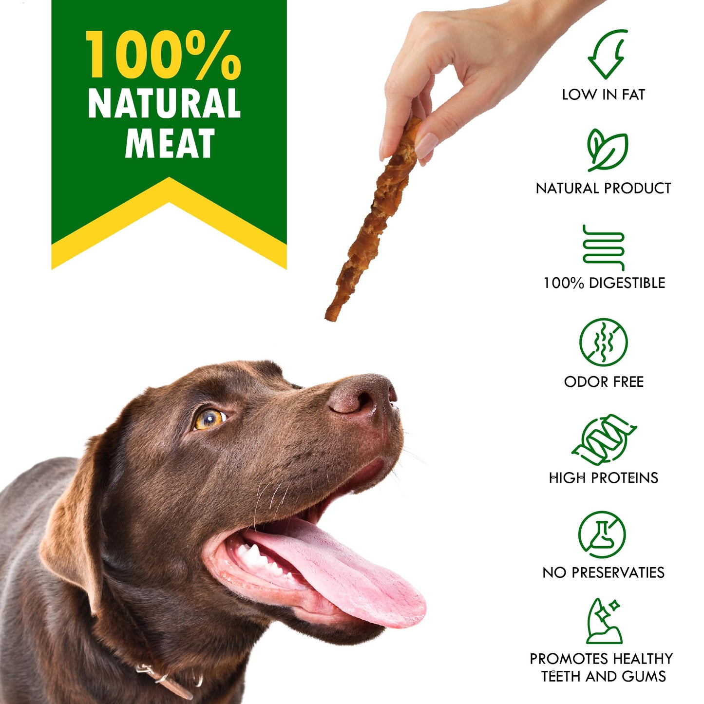 Dog Treats Rawhide Sticks Wrapped with Chicken 11 oz Pet Natural Chew Treats - Grain Free Meat & Human Grade Dried Snacks - Best for Small & Large Dogs (10.6 Ounce (Pack of 1), Smoked Chicken)