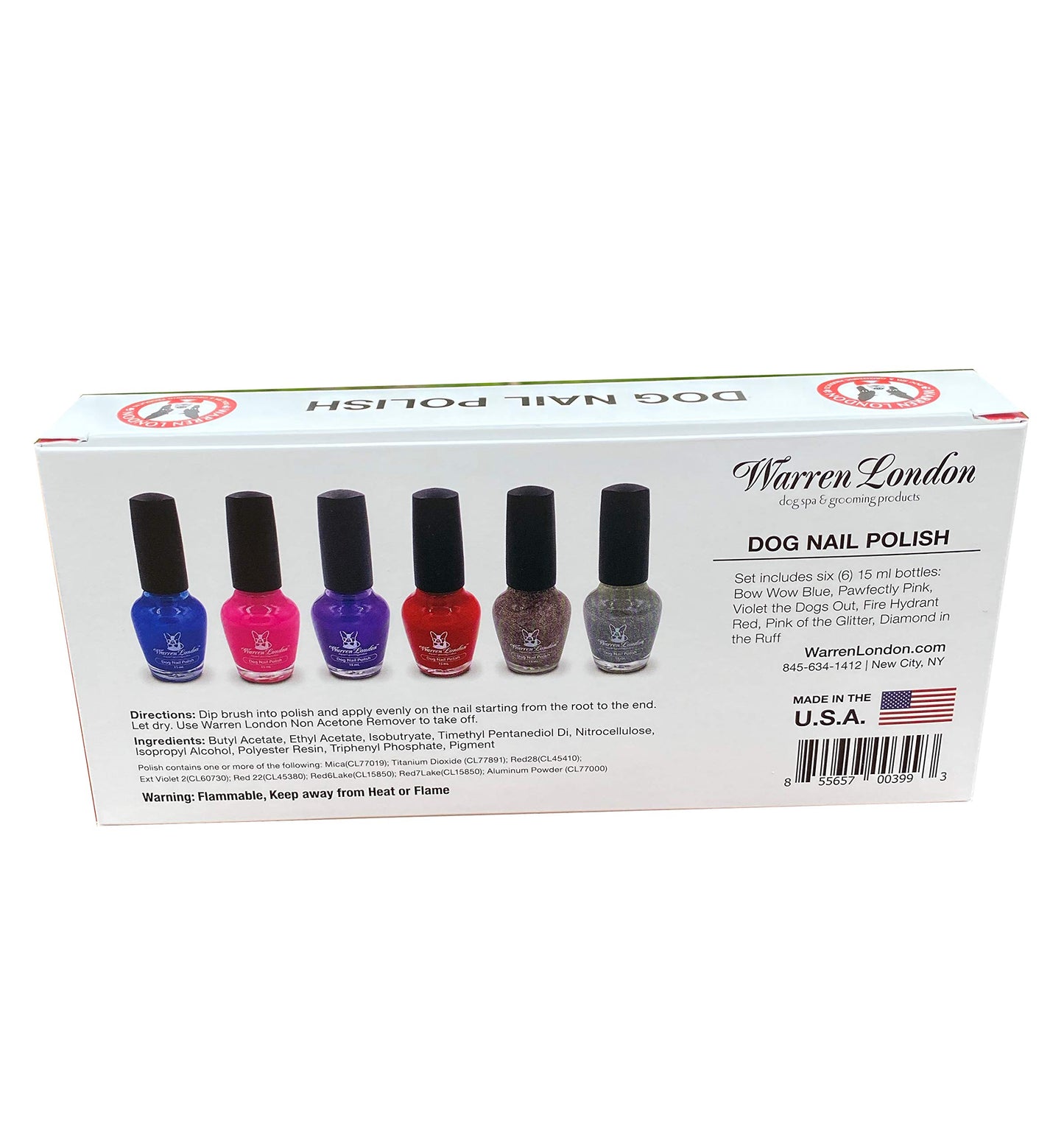 Warren London - Dog Nail Polish in A Bottle - for Premium Coverage and Color - All 6 Colors