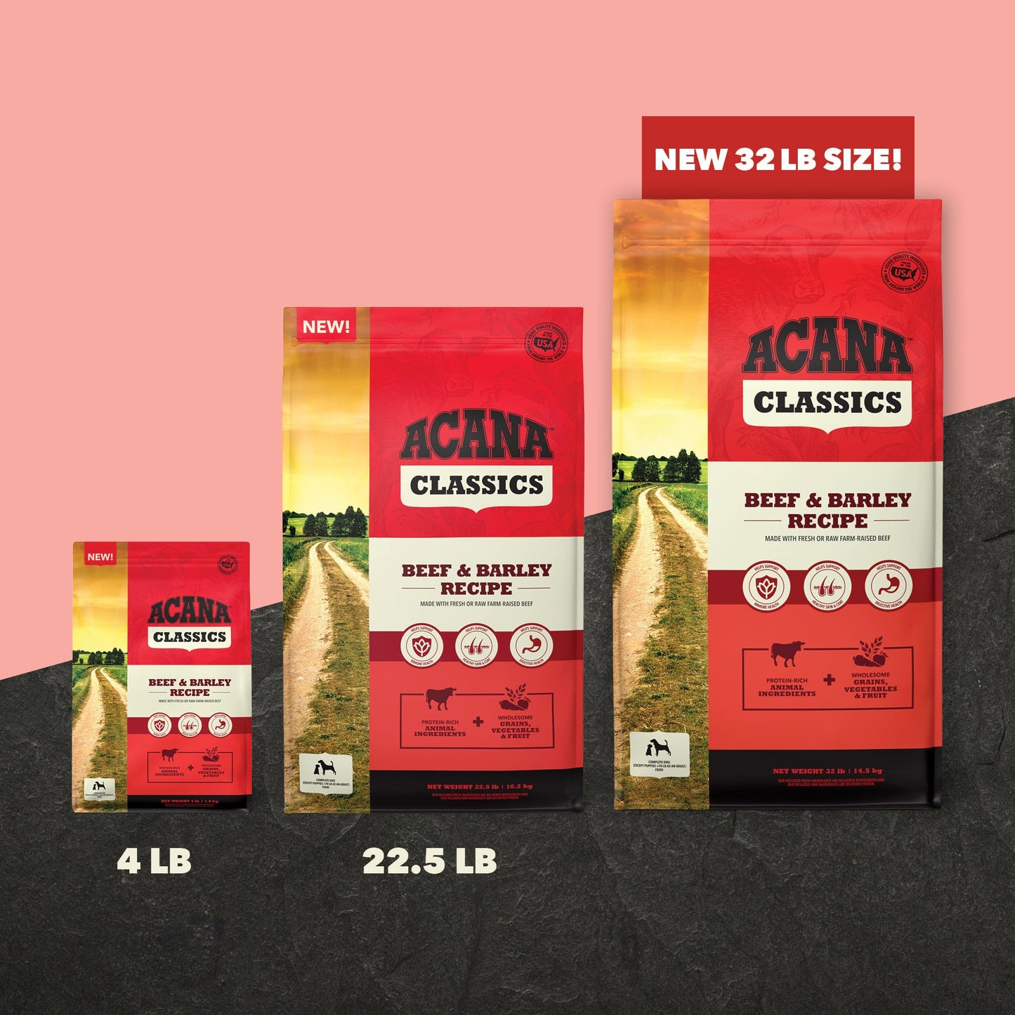 ACANA Classics Dry Dog Food Beef and Barley Recipe 4lb Bag