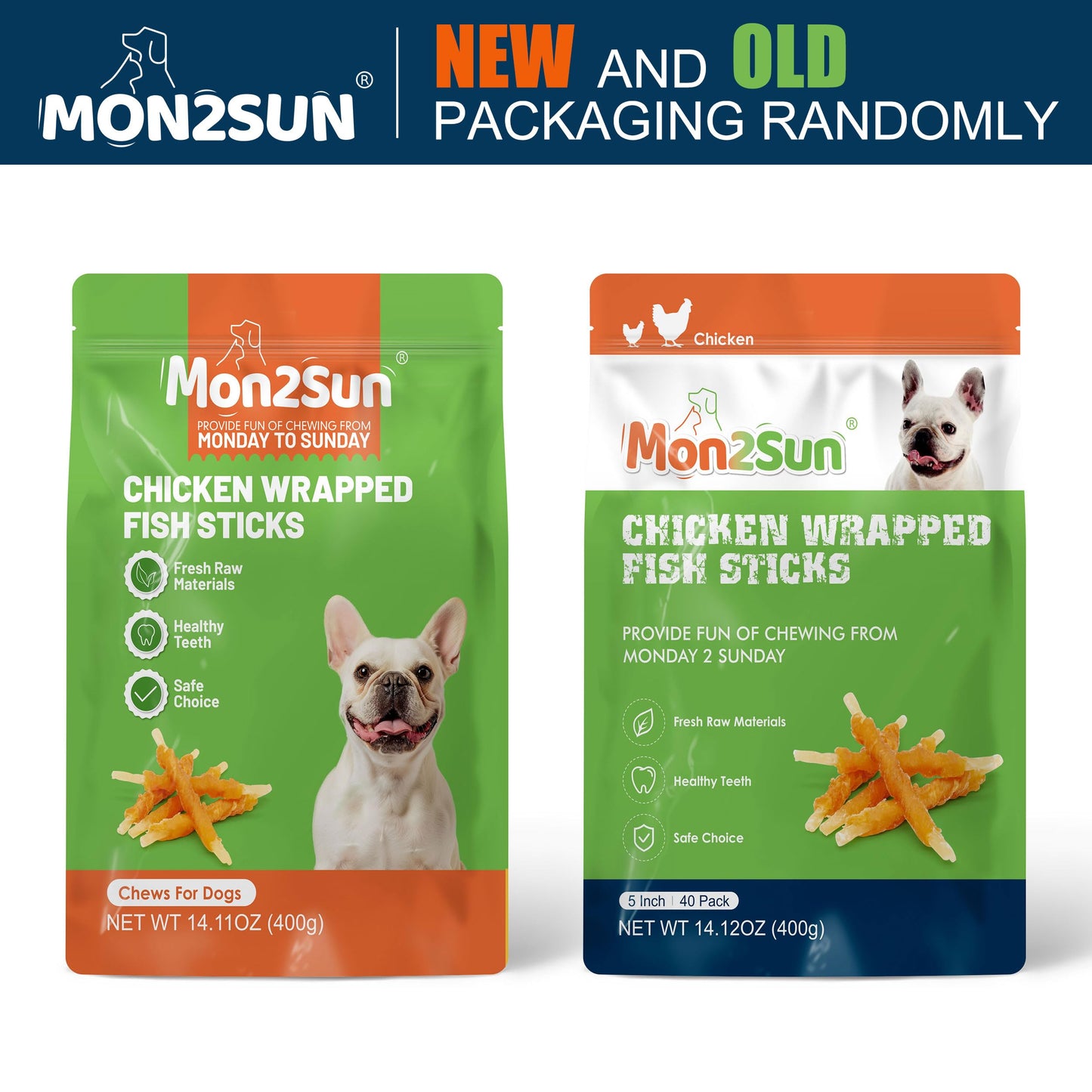 MON2SUN Rawhide Free Dog Treats Chicken Wrapped Cod Sticks for Small Dogs Healthy Training Treats Soft Snacks (14.11 Ounce -Pack of 1)