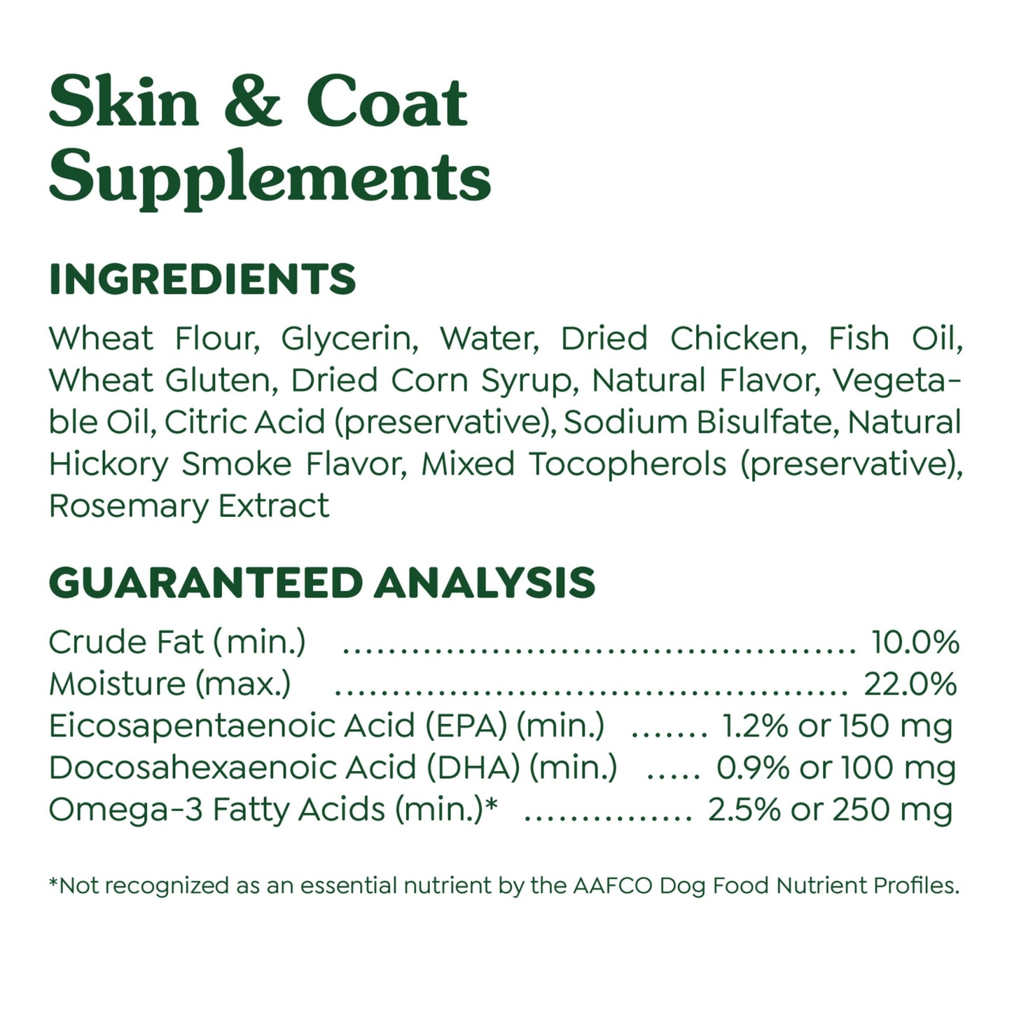 Greenies Supplements Dog Skin and Coat Supplements with Fish Oil & Omega 3 Fatty Acids, Chicken Flavor, 14.7 oz. 80-Count