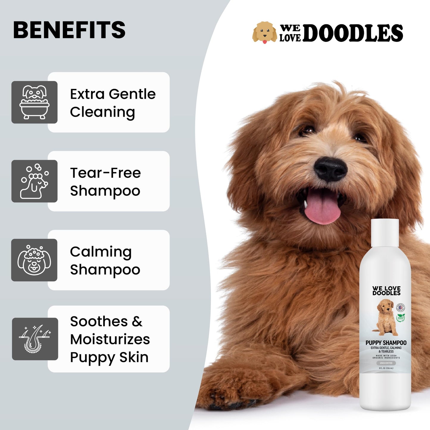 We Love Doodles Puppy Shampoo & Conditioner and Dog Cologne | Organic Ingredients | Sensitive & Itchy Skin Wash | Long Lasting After Bath | Puppies Odor Eliminator Spray | Made in USA