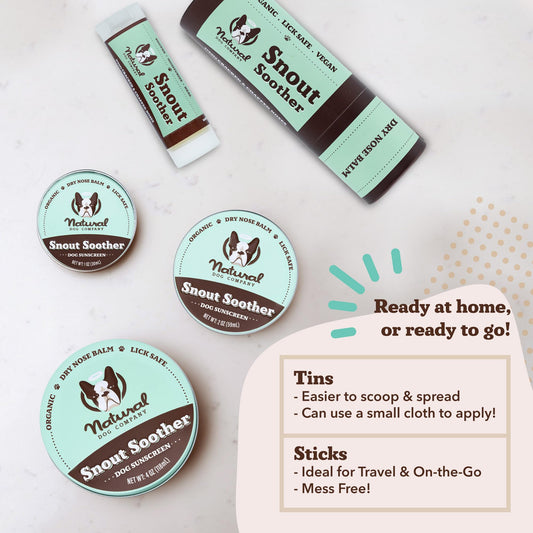 Natural Dog Company Snout Soother Travel Dog Nose Balm Stick – 0.15 oz Chapstick-Size Stick – Organic, Plant-Based, Lick-Safe Balm for Dry, Cracked, Crusty & Hyperkeratosis Noses – Made in USA