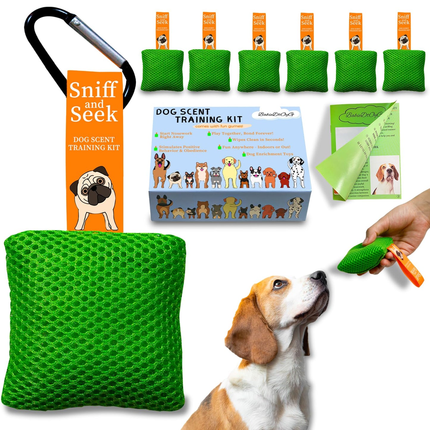 Dog scent training kit,Dog Brain Games, Hide and Seek Dog Toys, Dog Games - Fun Nose Work for Dogs, Sniff and Seek Dog Sniffing Toys , Dog Nosework Kit, Scent Work Kit for All Ages Dog (Green)