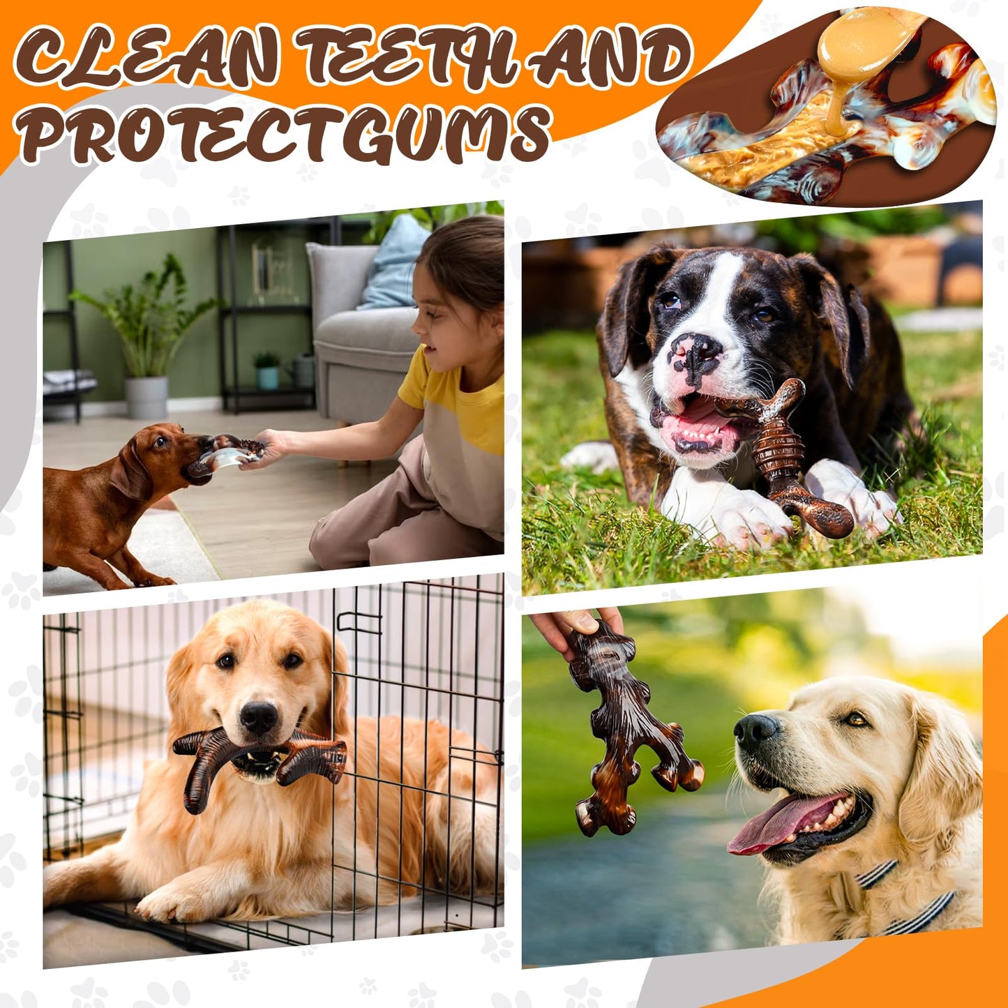 OSORD Dog Chew Toys for Aggressive Chewers 4 Pack, Indestructible Dog Toys, Bacon Flavor, Tough Nylon Bones to Keep Them Busy, Medium & Large Breed, Gifts for Dogs