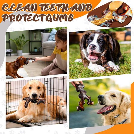 OSORD Dog Chew Toys for Aggressive Chewers 4 Pack, Indestructible Dog Toys, Bacon Flavor, Tough Nylon Bones to Keep Them Busy, Medium & Large Breed, Gifts for Dogs