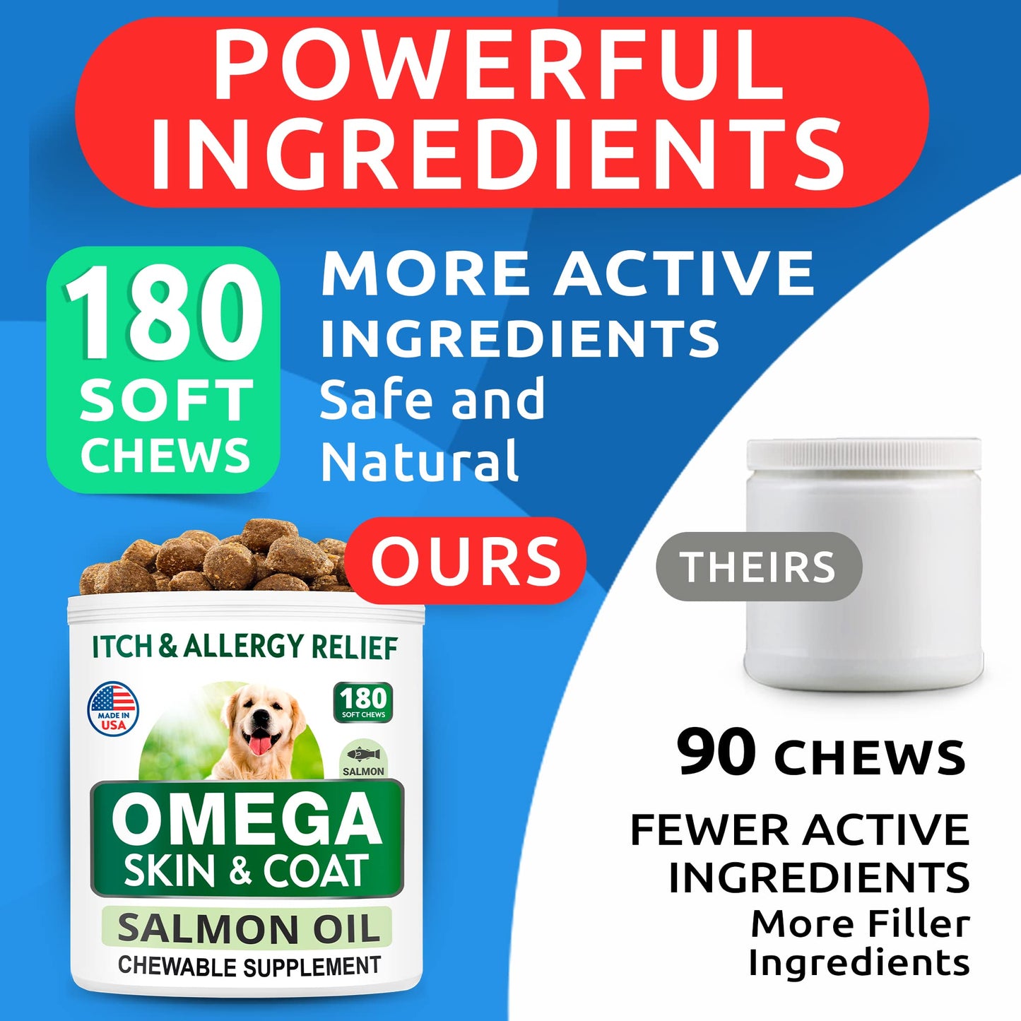 Allergy Relief + Omega 3 Bundle - Anti-Itch & Hot Spots + Skin Allergy - Omega 3 + Pumpkin + Enzymes + EPA&DHA Fatty Acid - Immune Supplement + Joint Health - 240 Chews + 360 Chews - Made in USA