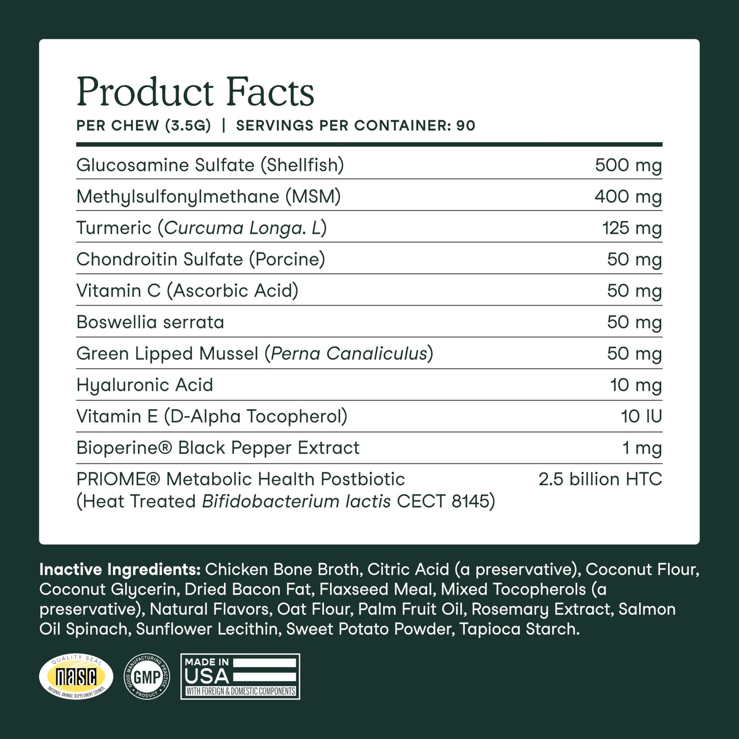 Fera Pets Hip & Joint Supplement for Dogs with Glucosamine, MSM, Chondroitin, & Green Lipped Mussel - Supports Healthy Joints and Weight Management - 90 Soft Chews