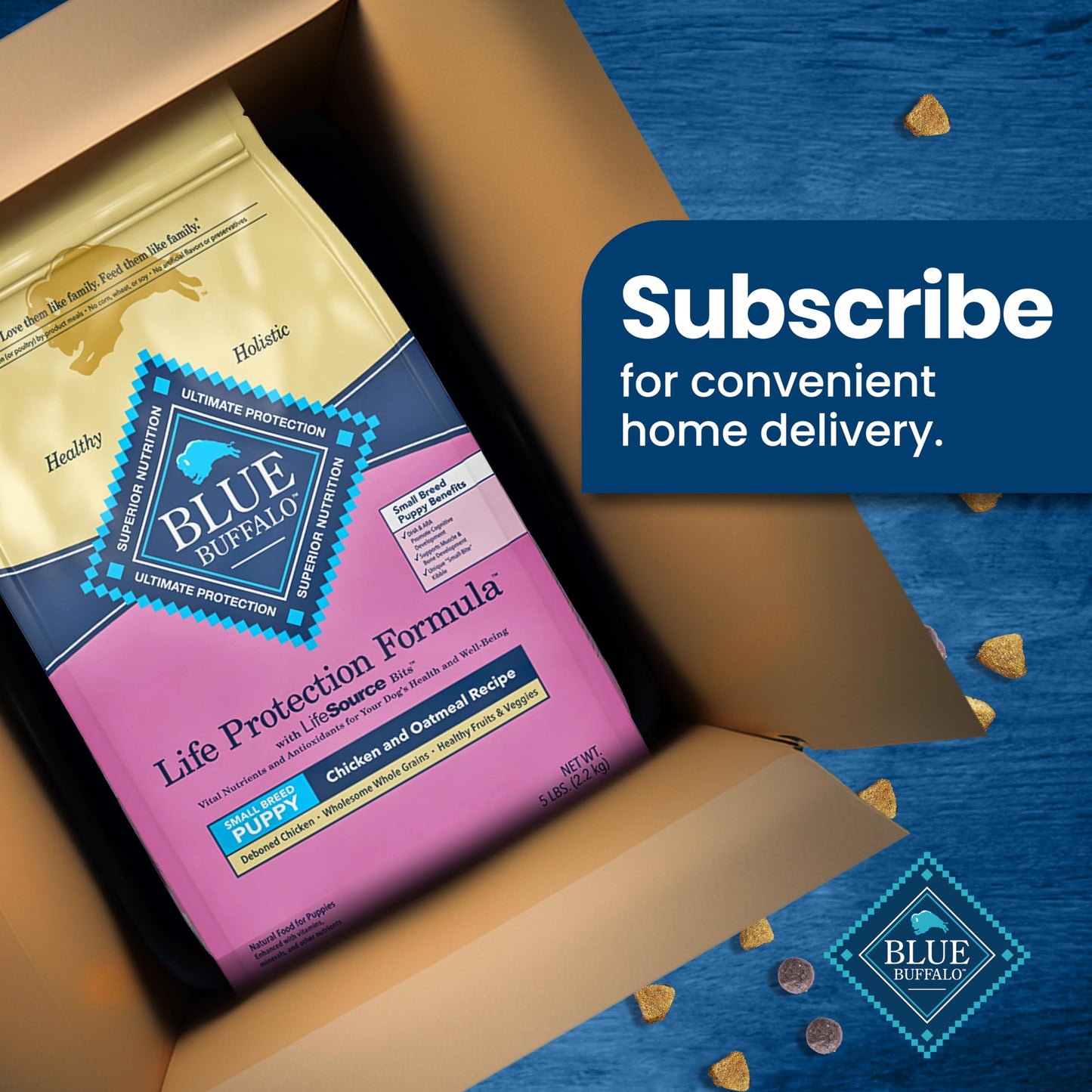 Blue Buffalo Life Protection Formula Small Breed Puppy Dry Dog Food with DHA, Vital Nutrients & Antioxidants, Made with Natural Ingredients, Chicken & Oatmeal Recipe, 5-lb. Bag