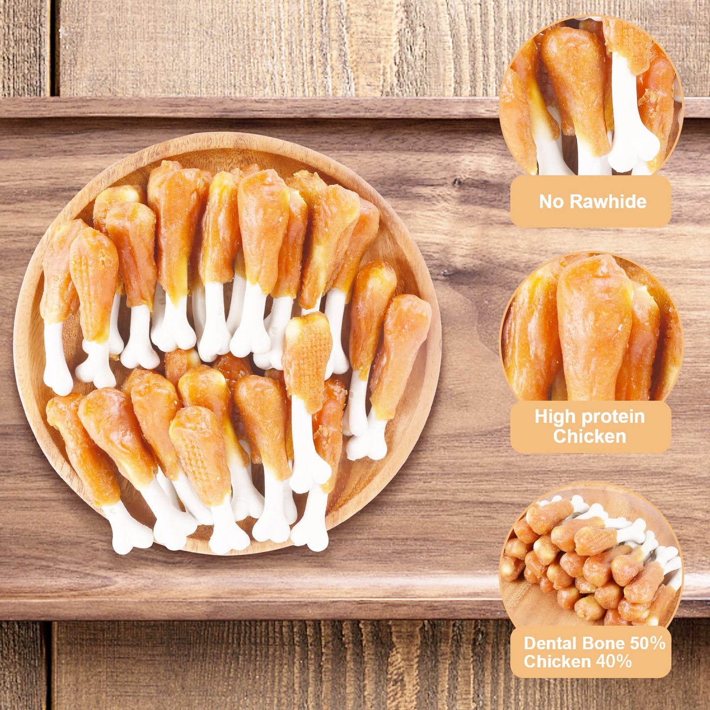 Pawant Chicken Calcium Bone Rawhide Free Dog Treats, Dog Chews Puppy Training Teeth Clean Snacks 0.5lb/227g