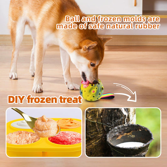 Interactive Dog Toys,3 in 1 Enrichment Toy,Dog Puzzle Toys Treat Dispensing,Fillable Frozen Mold,for Anxiety Relief and Keep Them Busy