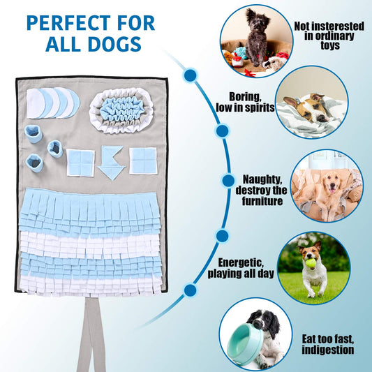 Juqiboom Pet Snuffle Mat for Small/Medium Dogs and Cats, Encourages Natural Foraging Skills for Pets, Interactive Dog Toy - Slow Feeder Puzzle Toy - Activity Feeding Mat for Stress & Anxiety Relief