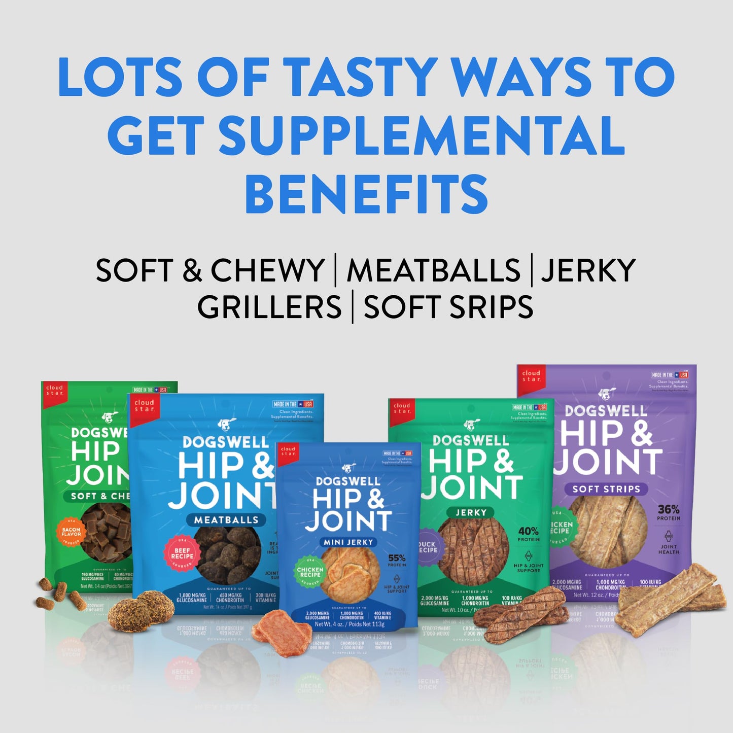 Dogswell Jerky Hip and Joint Dog Treats Grain Free Made in USA Only, Glucosamine and Chondroitin, 24 oz Chicken