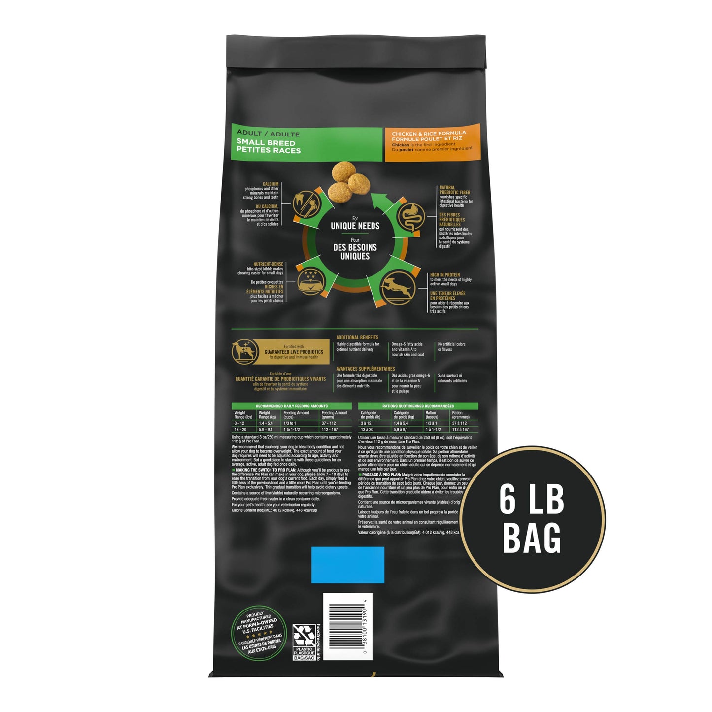 Purina Pro Plan Small Breed Dry Dog Food Chicken and Rice Formula With Guaranteed Live Probiotics - 6 lb. Bag