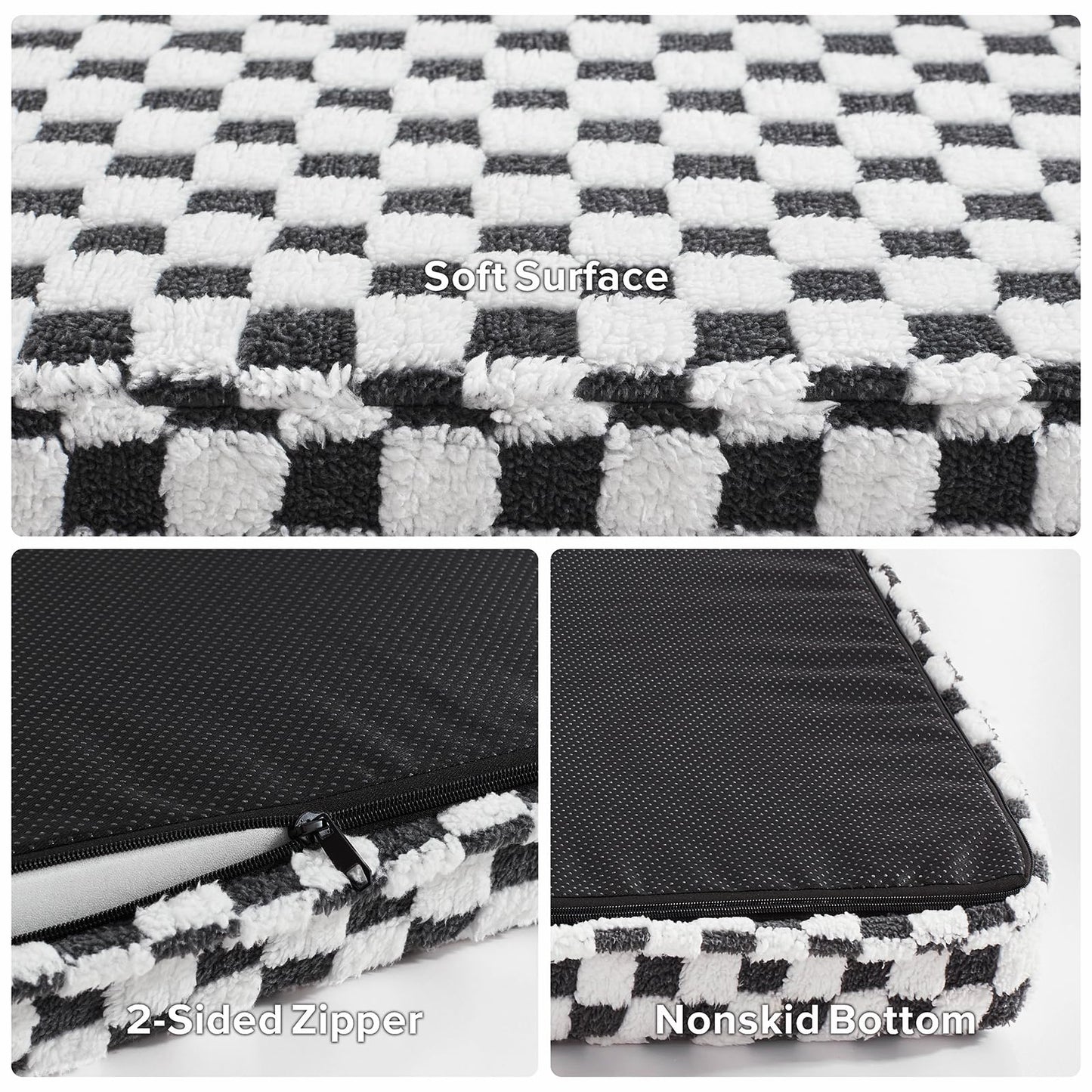 JOEJOY Dog Bed for Large Dogs, Large Orthopedic Dog Bed with Removable Washable Cover, Cute Modern Plush & Memory Egg Crate Foam Dog Bed, 36 x 27 inch, Grey