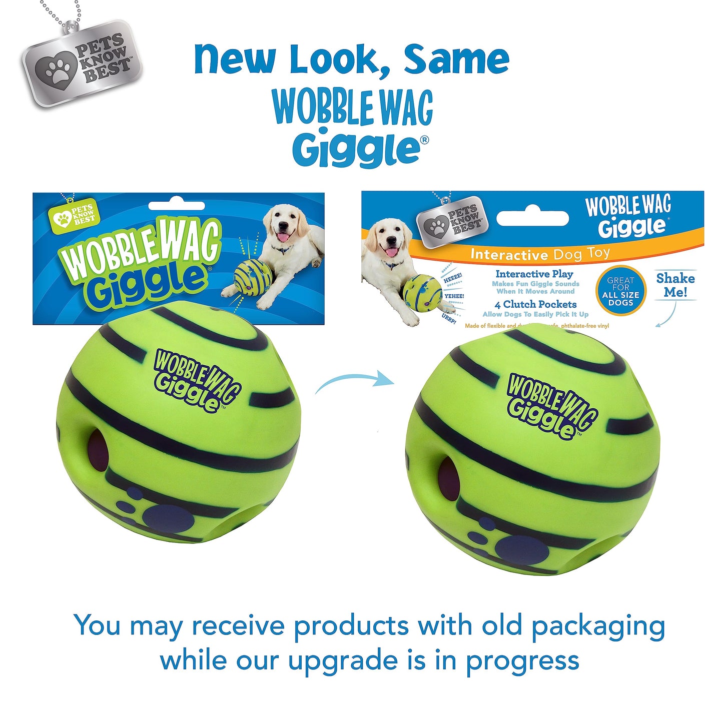 Wobble Wag Giggle Ball | Rolling Enrichment Toy for Fun Playtime, Interactive Play for Indoor or Outdoor, Keeps Dogs & Puppies Large, Medium or Small Busy & Moving, As Seen on TV | Pack of 1