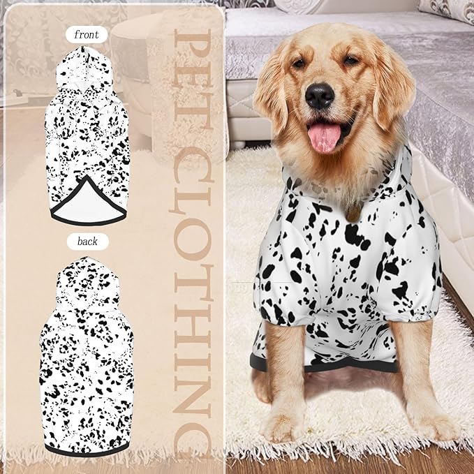 Dalmatian Hoodie, Cute Halloween Cosplay Winter Costume With Pocket, Dalmatians Print Clothes for Medium Large Dogs, Xx-Large