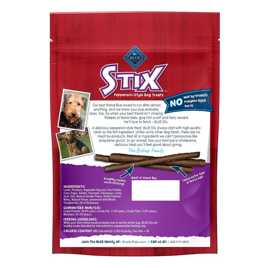 Blue Buffalo Stix Natural Soft Moist Dog Treats Lamb Recipe Bag