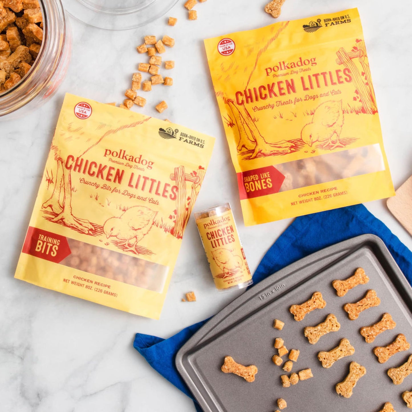 Polkadog Chicken Littles Bone Shaped Dog Treats – Crunchy, All Natural, Limited Ingredient Healthy Treats. Handcrafted & Made in USA. Great for Dogs with Allergies or Sensitive Stomachs – 7oz