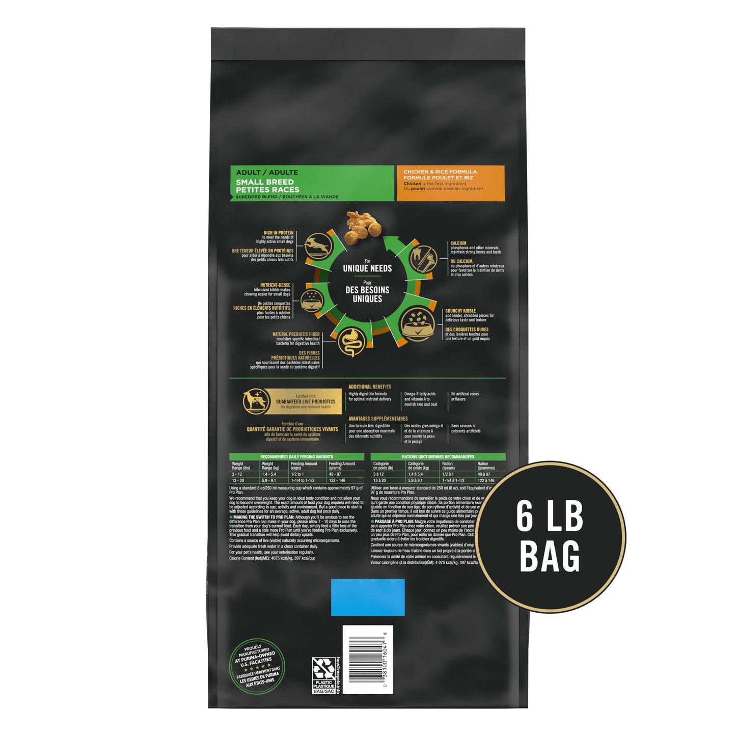 Purina Pro Plan Small Breed Dog Food With Probiotics for Dogs, Shredded Blend Chicken & Rice Formula - 6 lb. Bag