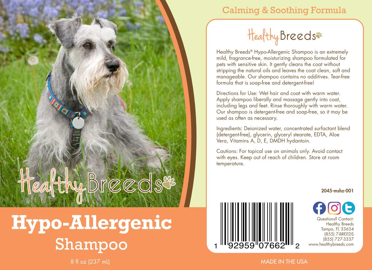 Healthy Breeds Miniature Schnauzer Hypo-Allergenic Shampoo 8 oz (Pack of 2)