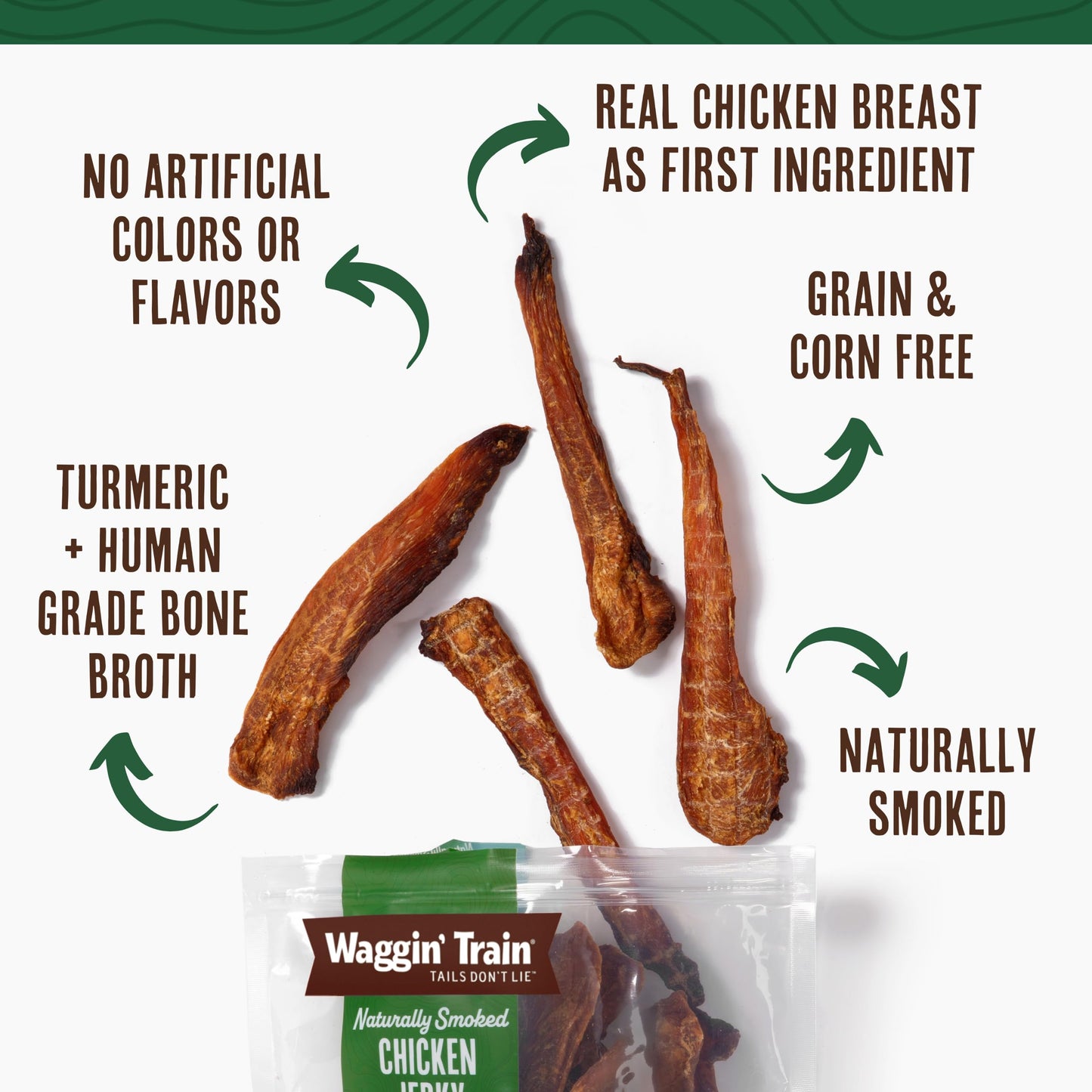 Waggin' Train Smoked Chicken Jerky Tenders with Turmeric and Bone Broth for Dogs - 24 oz. Pouch - Grain Free, High Protein, Limited Ingredient Dog Treat