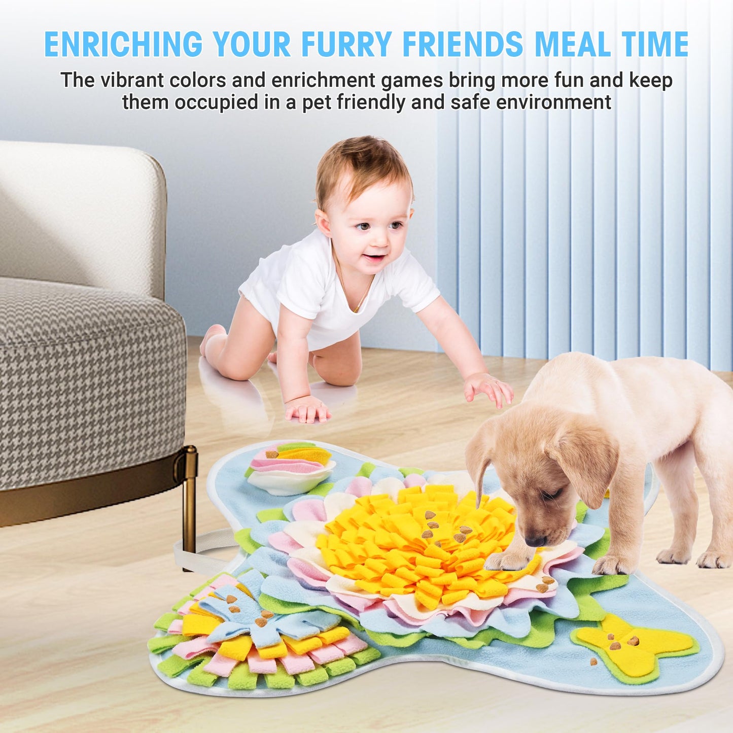TWOPER Snuffle Mat for Dogs Interactive Sniff Mat Slow Feeding and Keep Busy Snuffle Toys for Foraging Skill Development Anxiety Relief and Mental Stimulation, Machine Washable