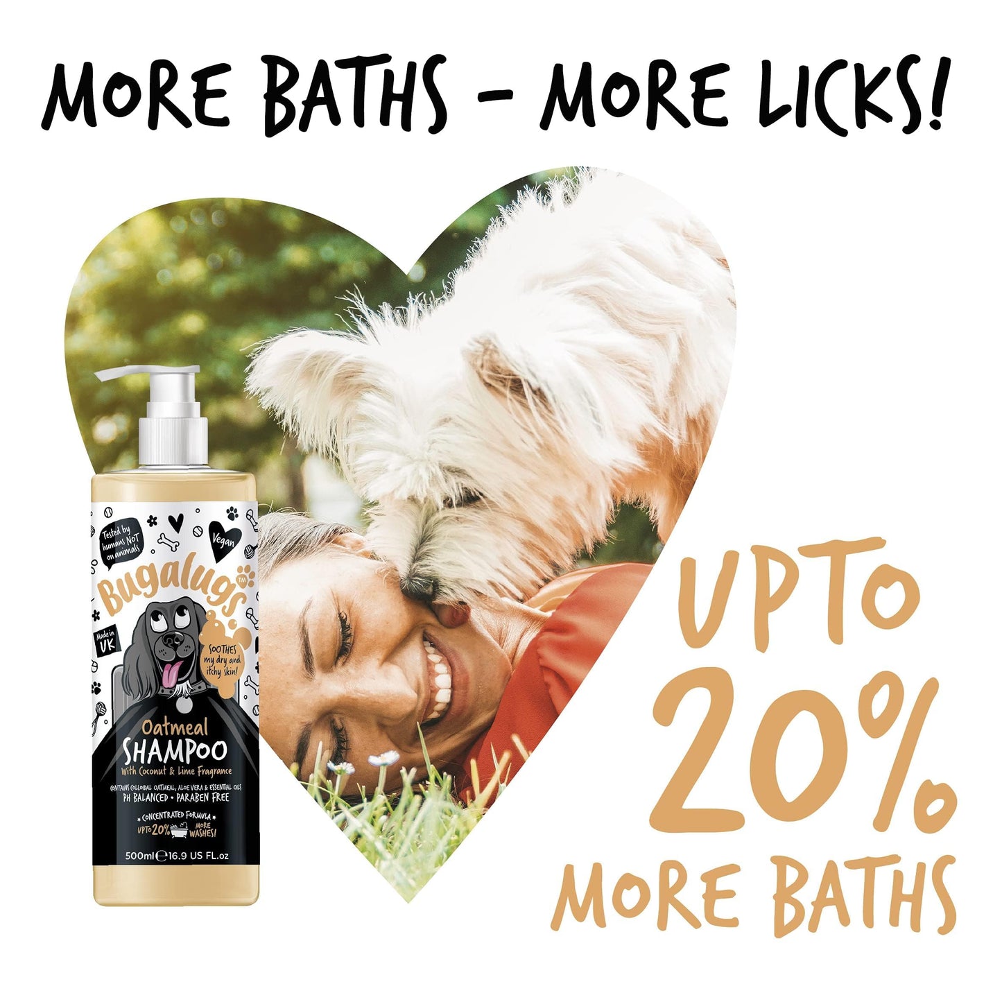 BUGALUGS Oatmeal & Aloe Vera Dog Shampoo Dog Grooming Shampoo Products for Smelly Dogs with Fragrance, Oatmeal Puppy Shampoo, Professional Vegan pet Shampoo & Conditioner