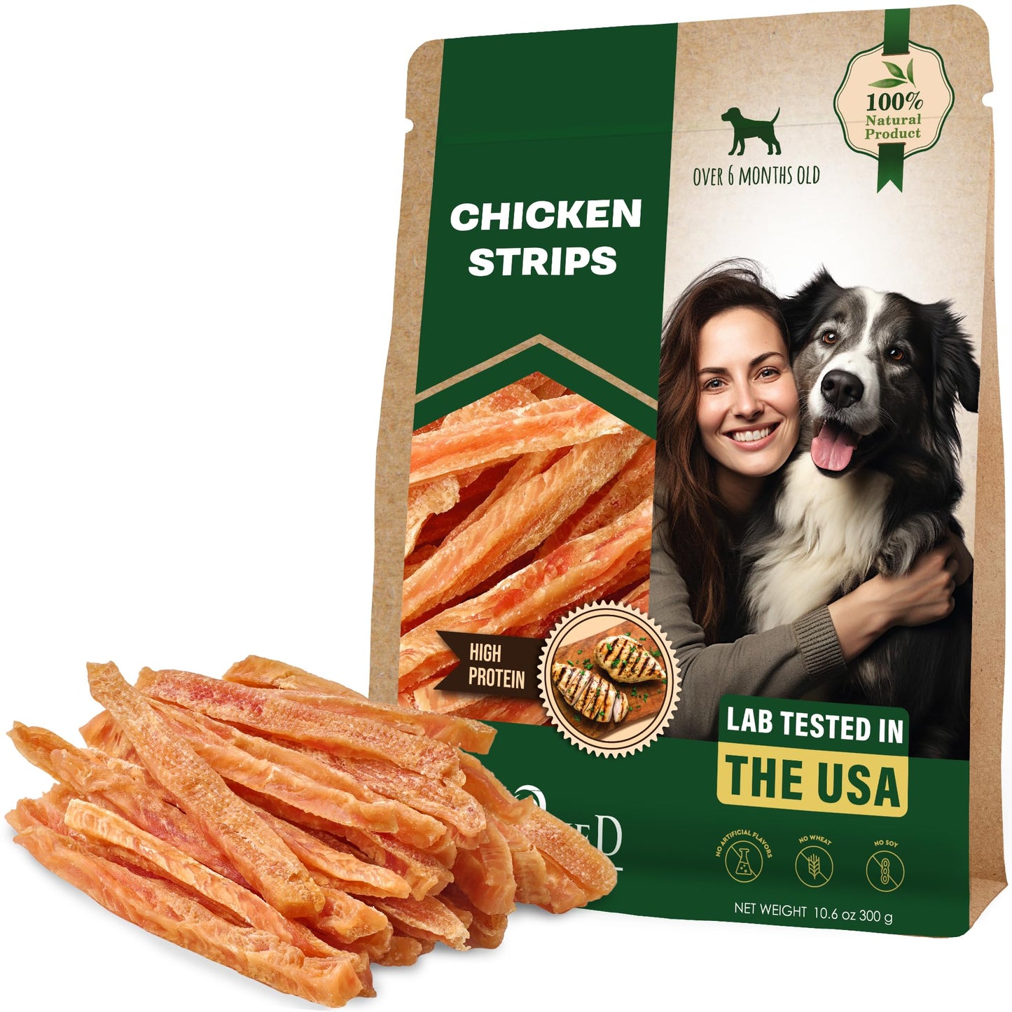Beloved Pets Dog Treats Chicken Jerky Strips 11 oz - Human Grade Meat Sticks - Natural Pet Dried Snacks Rawhide - Free - Long Lasting Chews for Large & Small Dogs - Best for Training & Healthy Teeth