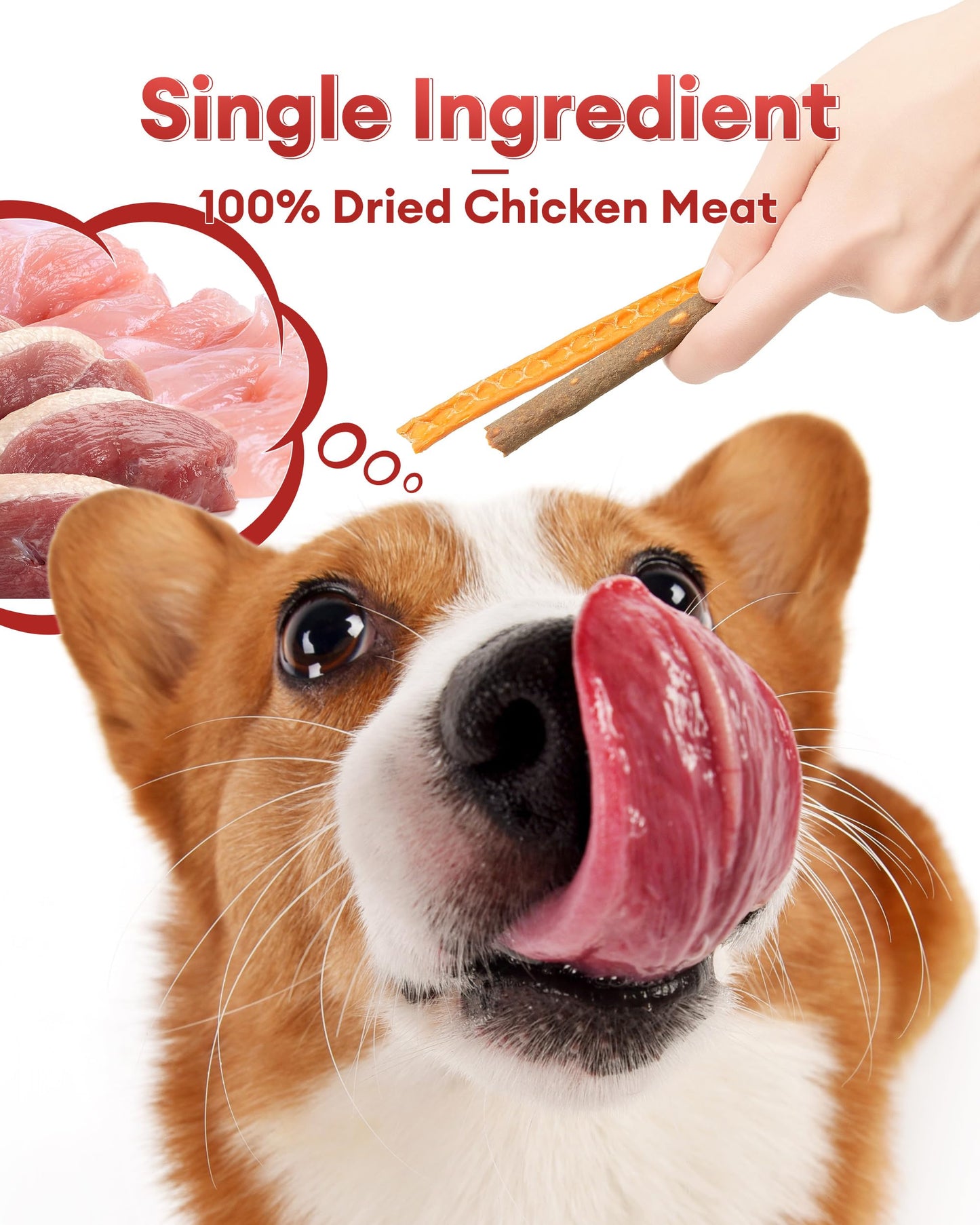 Pawaura Chicken Mixed Duck Strips for Dogs, Single Ingredient Dehydrated Chicken & Duck Jerky Sticks Training Treats for Puppy to Large Dogs 14.1 oz