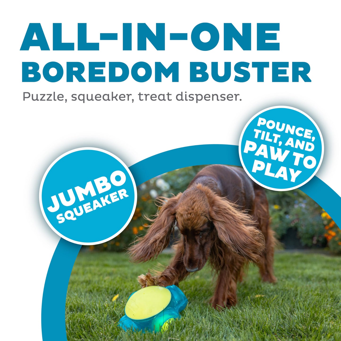 Outward Hound Tennis Maze Craze Interactive Squeaky Dog Toy, Blue