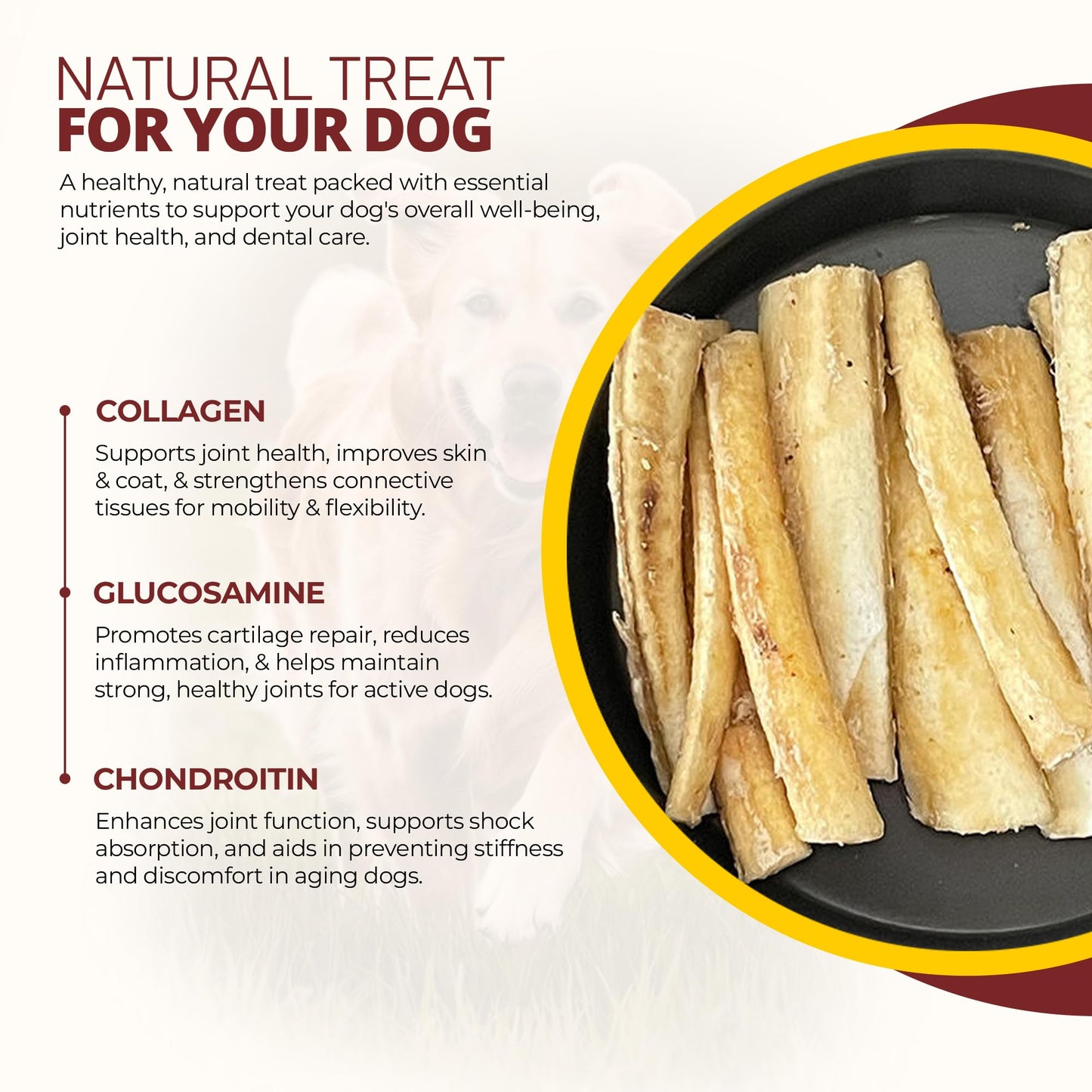 Mr Ros Natural Beef Cartilage for Dogs - Premium Collagen Chews for Aggressive Chewers - Long Lasting Dog Treats for Joint and Skin Health - Healthy Pet Treats - 150g per Bag