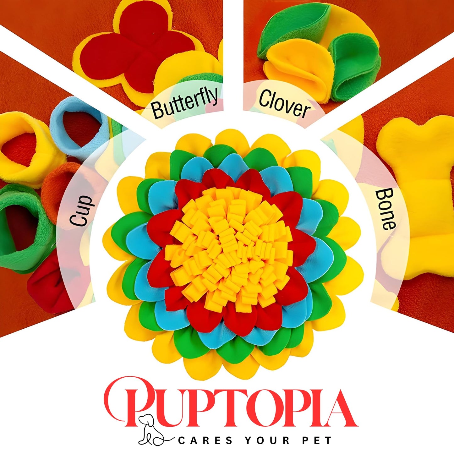 PUPTOPIA Snuffle Mat for Dogs – Interactive Dog Enrichment Toy for Nosework Training, Slow Feeding & Anxiety Relief | Durable, Non-Slip, Machine Washable Feeding Mat for Small & Large Dogs
