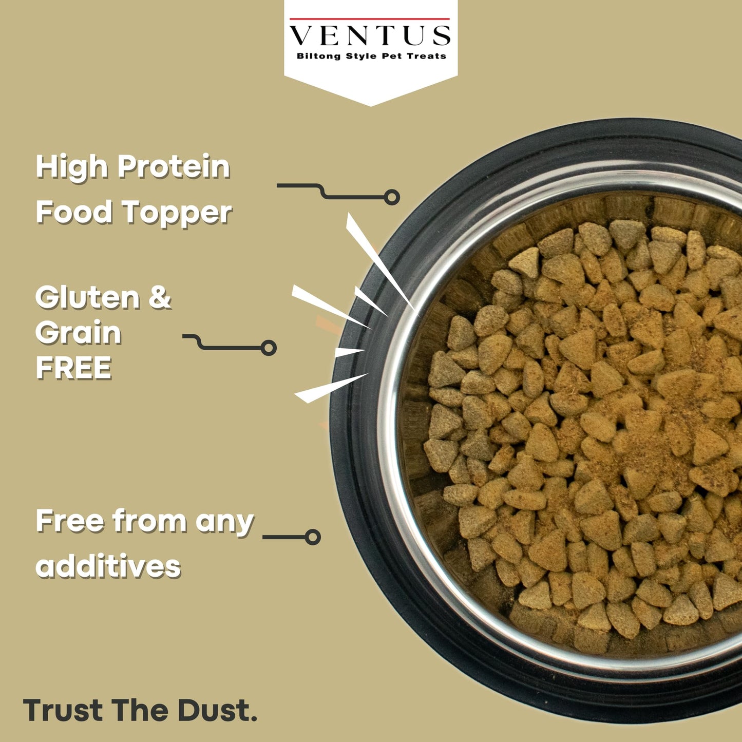 Ventus Dog Food Topper - Single Ingredient Venison Air Dried Dog Food Seasoning for Picky Eaters, No Additives, Grain Free Meal Toppers for Dogs 8 oz.