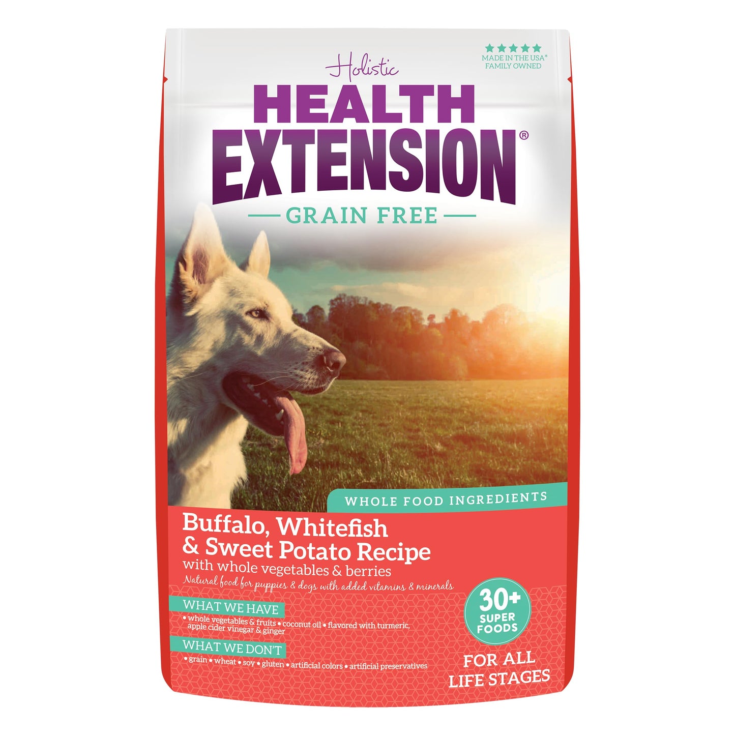 Health Extension Grain Free Buffalo & Whitefish Dry Dog Food (4 lb / 1.81 kg) - Whole Foods Ingredients Formula with Omega 3 & Antioxidants for All Life Stages Dogs
