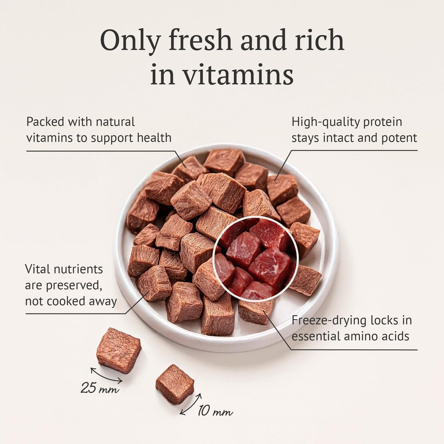 Freeze Dried Raw Dog Food, 100% Donkey Meat, Allergy Relief, Monoprotein, Training Treats or Toppings, Single Ingredient, All Natural, for Puppies, Adults and Seniors, 3.17 oz Bag