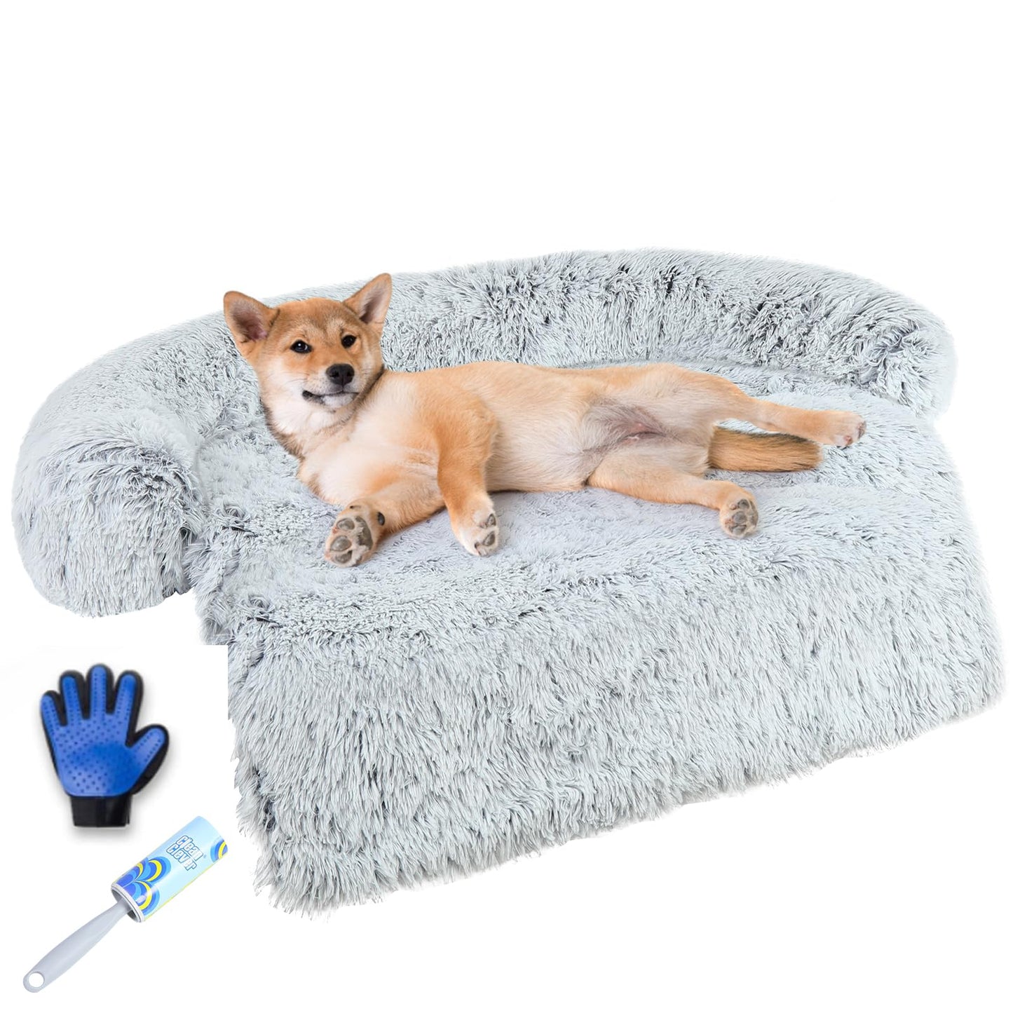 DUMOS Donut Dog Bed, Washable Dog Couch Bed with Removable Cover, Waterproof Pet Bed for Small Size Dogs, Memory Foam Pet Bed Non-Slip Base, Gray
