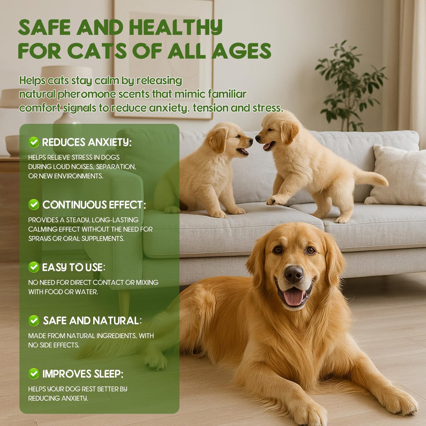 80S Calming Diffuser for Dog, Dog Pheromones Calming Plug in Diffuser, Stop Peeing, 30 Days Continuous Stress & Anxiety Relief for Dogs, Barking, Fear of Thunderstorms, 2 Diffuser 2 Refill