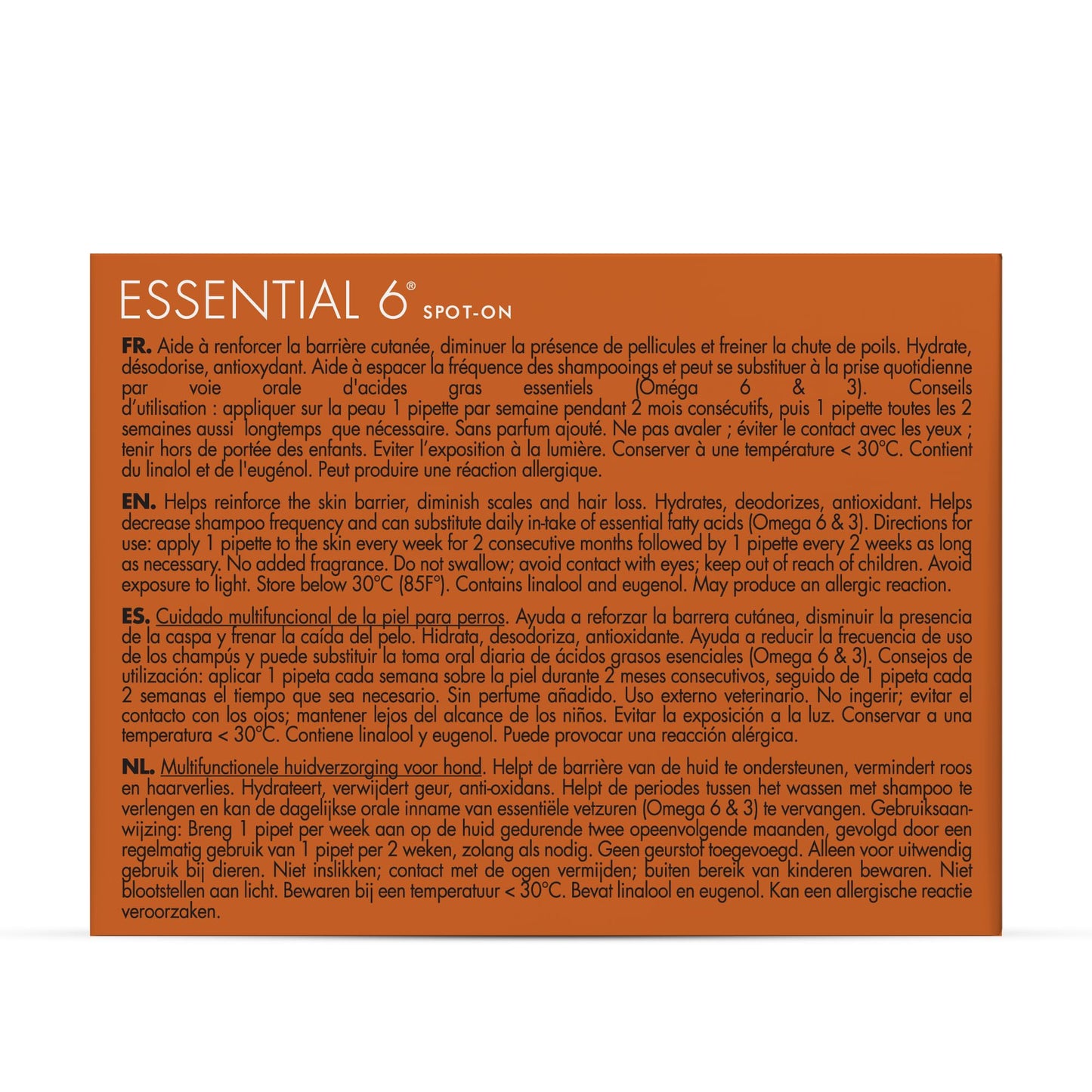 Dermoscent Essential 6 spot-on - Dog Skin Care for Dandruff & Allergy Relief with Vitamin E Oil - Anti Itch for Dogs - Natural Ingredients for Sensitive Skin - Dogs 10-20 kg - 4 Pipettes of 1.2 ml