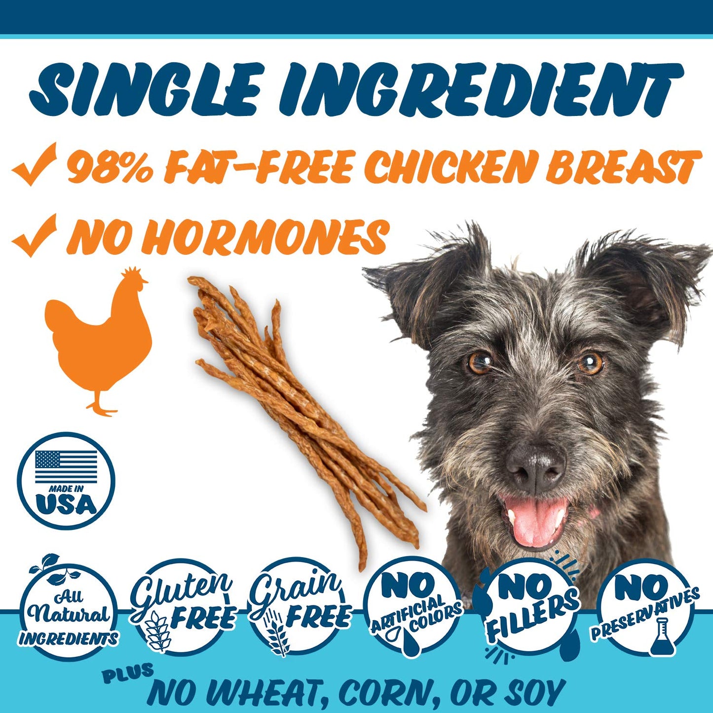 Texas Pet Company Chicken Jerky Sticks Crunchy Dog Treats Made in The USA Single Ingredient for Small to Large Dogs 75 Count 8oz