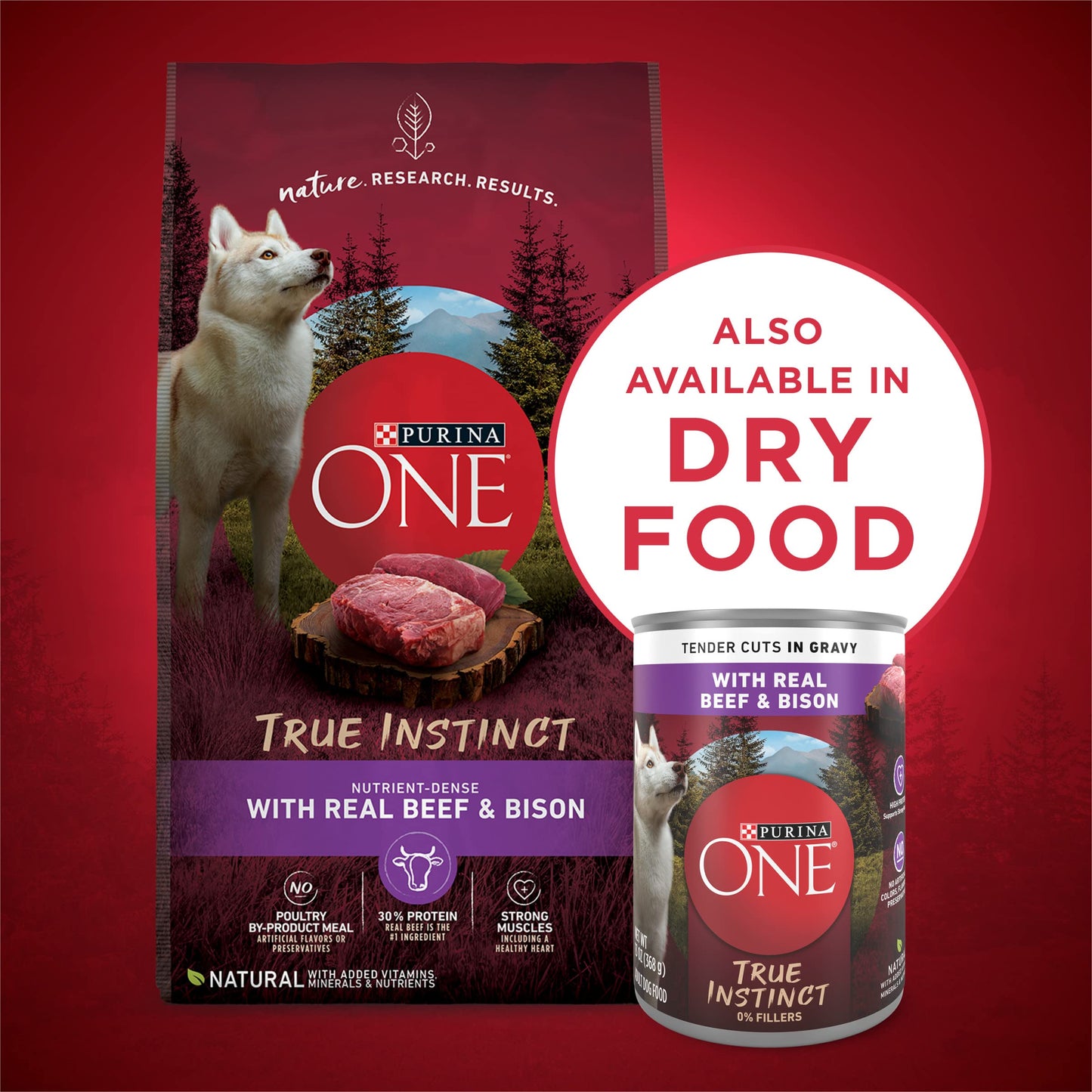 Purina ONE High Protein Wet Dog Food True Instinct Tender Cuts in Dog Food Gravy With Real Beef and Bison - (Pack of 12) 13 oz. Cans