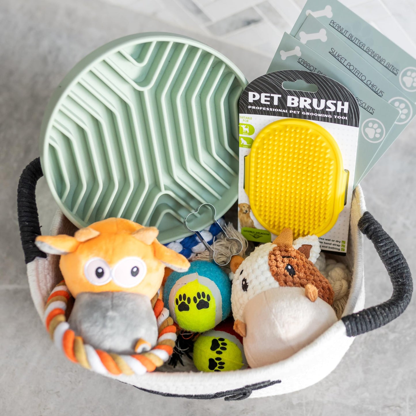 New Puppy Gift Basket - Premium Puppy Starter Kit and Dog Gift Basket with Dog Toys - Perfect Doggie Birthday Gifts and Puppy Necessities with Pet Toy Basket.