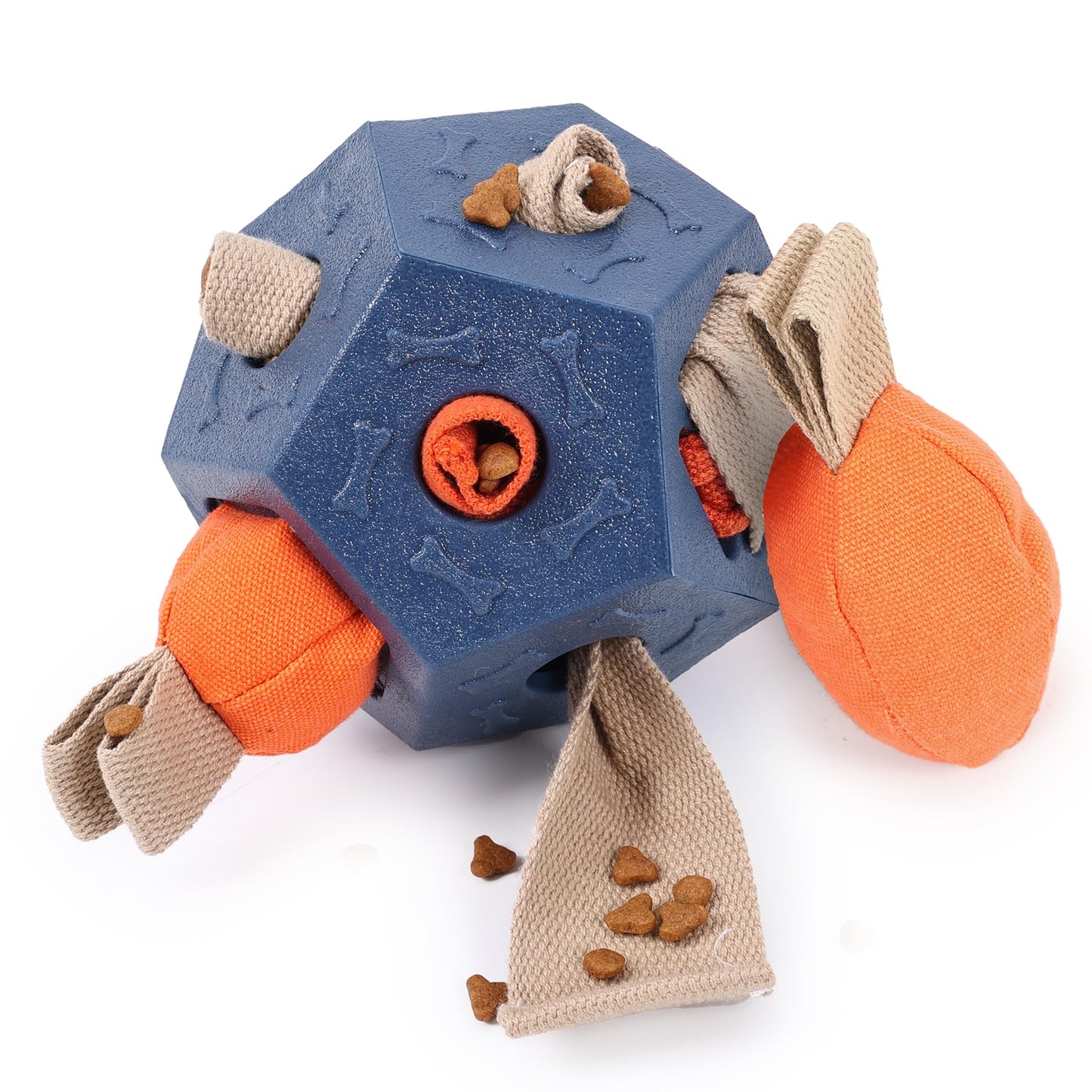 Dog Snuffle Ball - Upgrade Ball Interactive Puzzle Dog Toys, Foraging Truffle Pads Puppy Snack Dispenser Slow Feeder Suitable for Any Size Pet with Squeaky Carrot Toys (Blue)